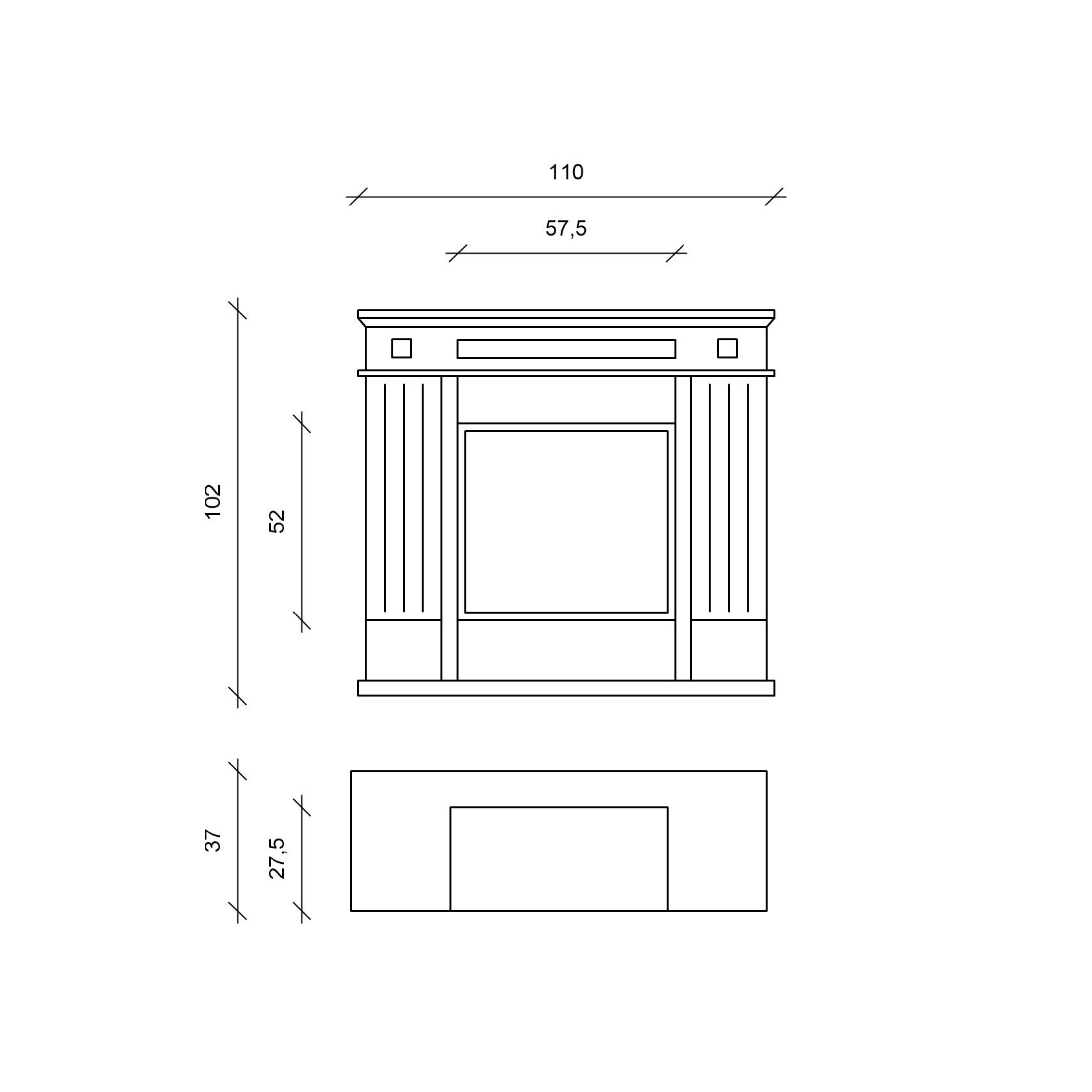Caminetto bioetanolo "Amelia" da terra in metallo verniciato cm 102x37 110h