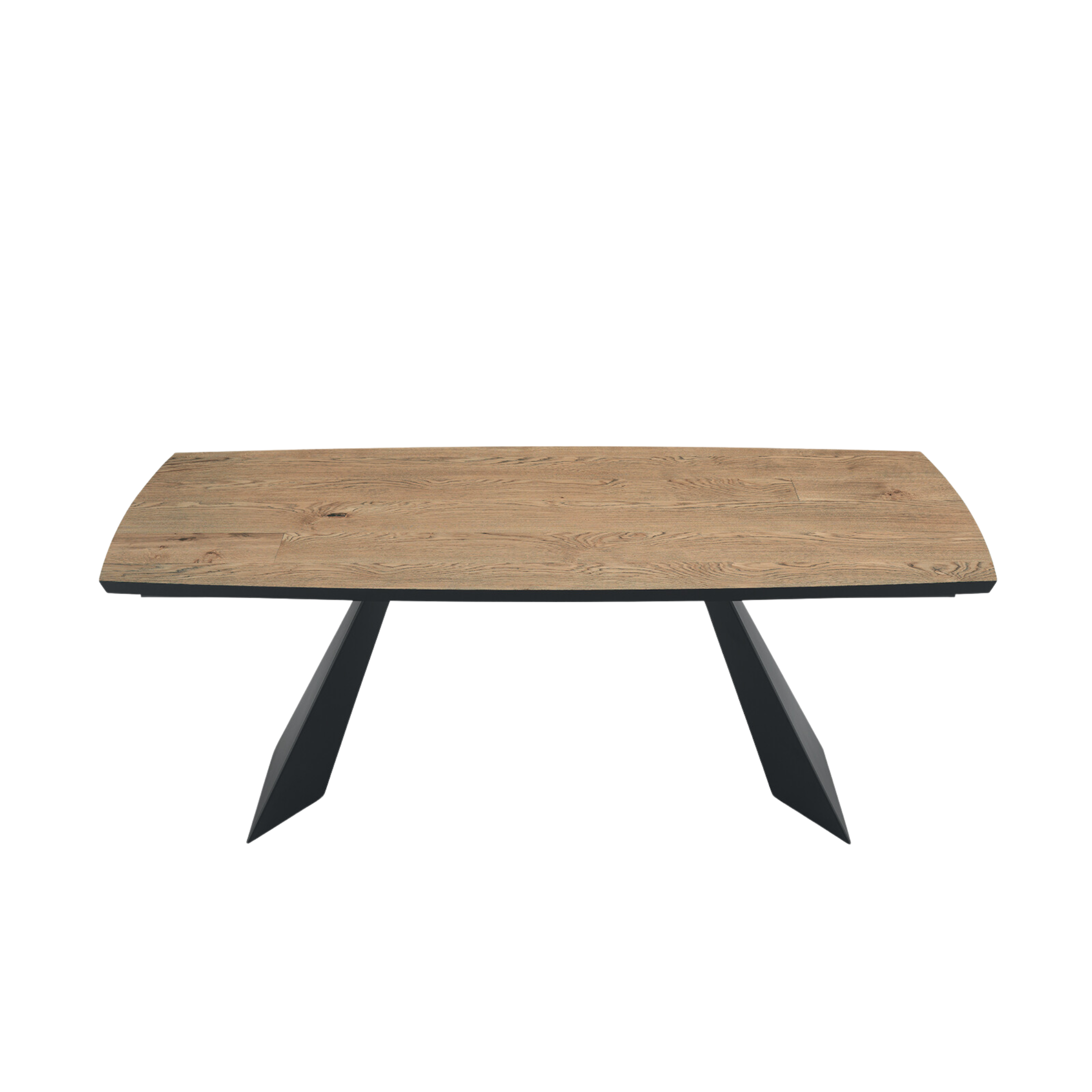 Tavolo fisso da pranzo "Nora" con base in metallo e piano in legno rovere