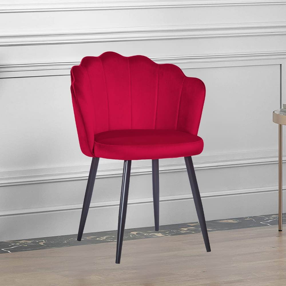 Set di sedie da pranzo "Omni" imbottite in velluto con gambe in metallo nere cm 65x58 80h
