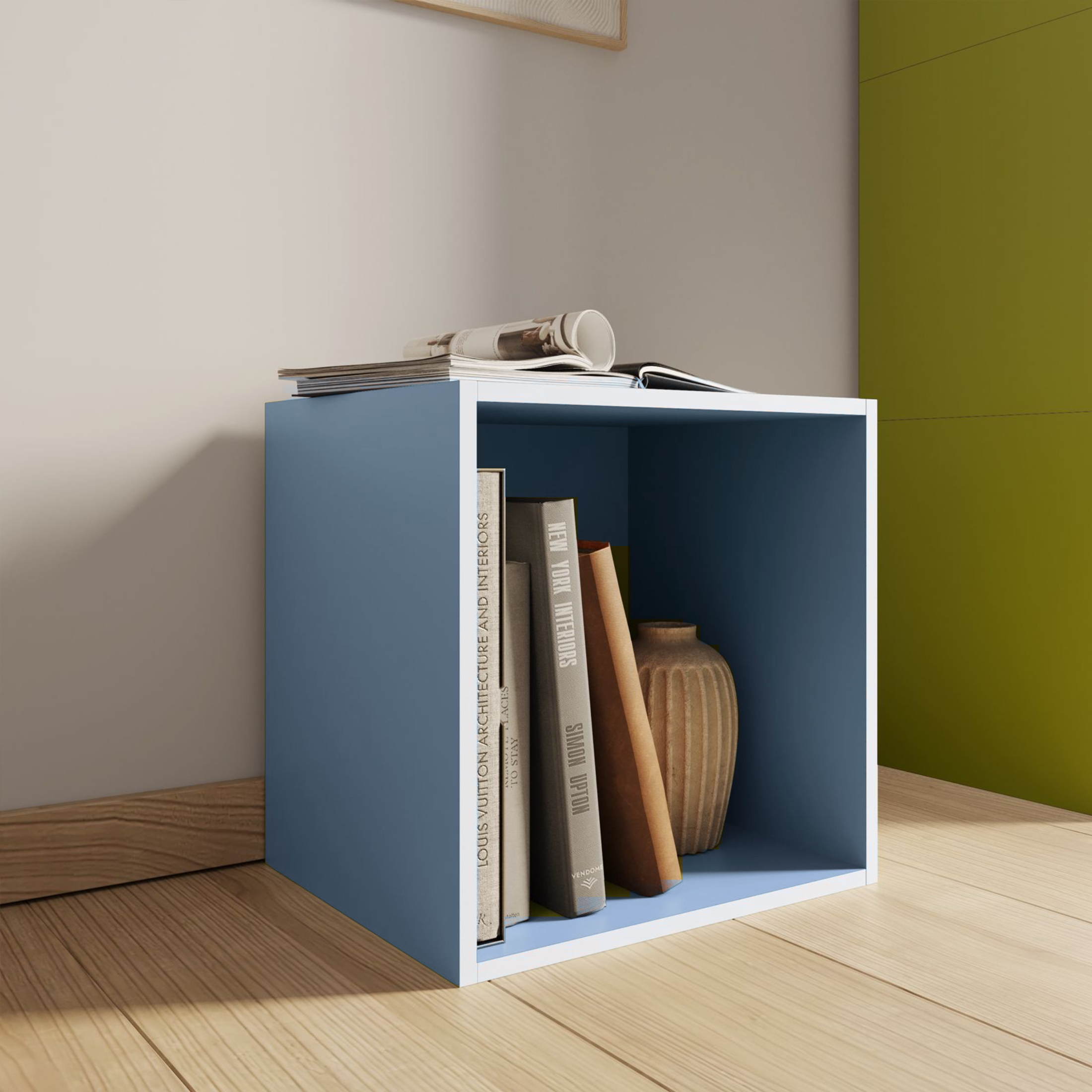 Librería alta abierta Cubo con 3 compartimentos en madera de melamina 31x30 cm 91h