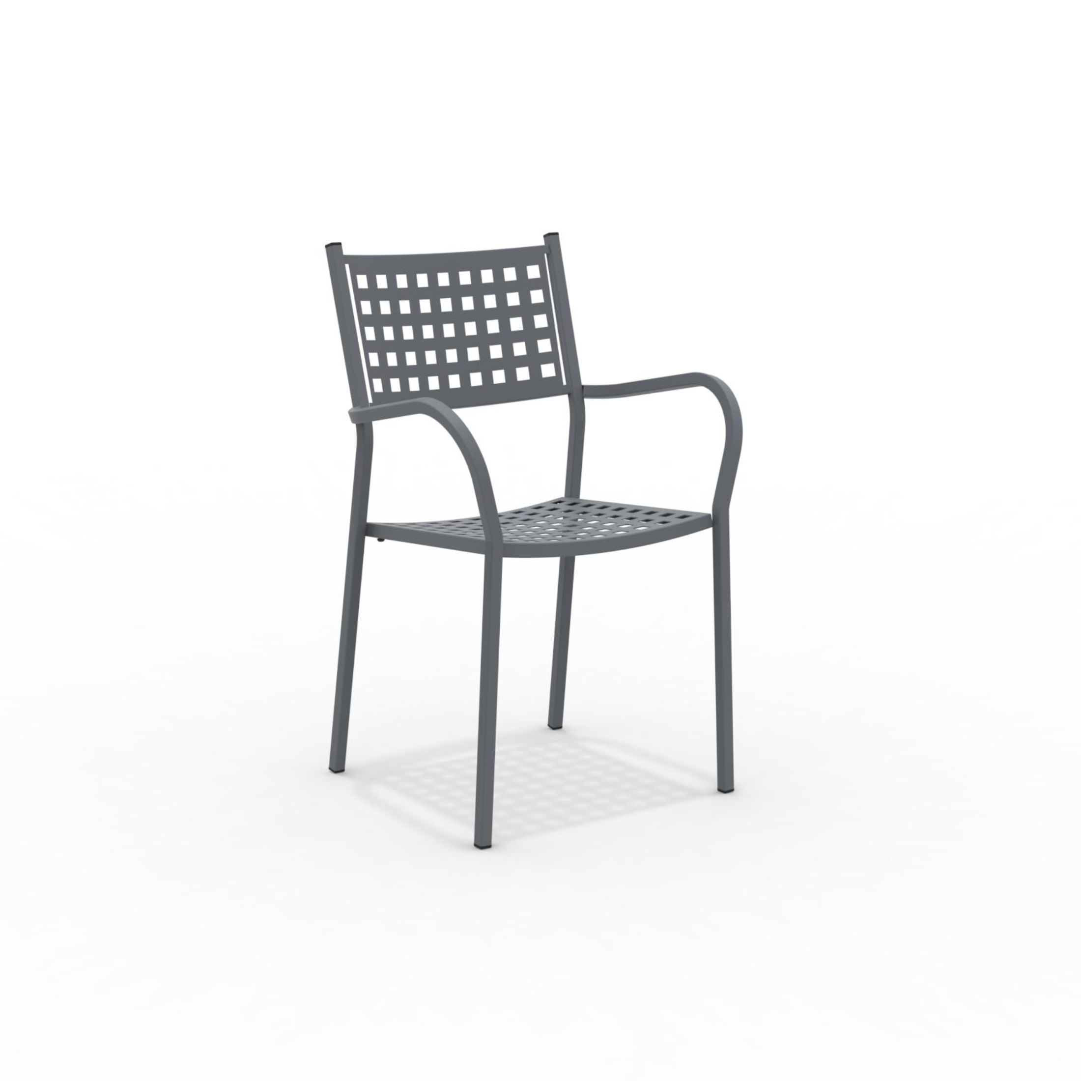 Set di sedie in metallo da giardino "Alice" con braccioli impilabile cm 53x53 85h