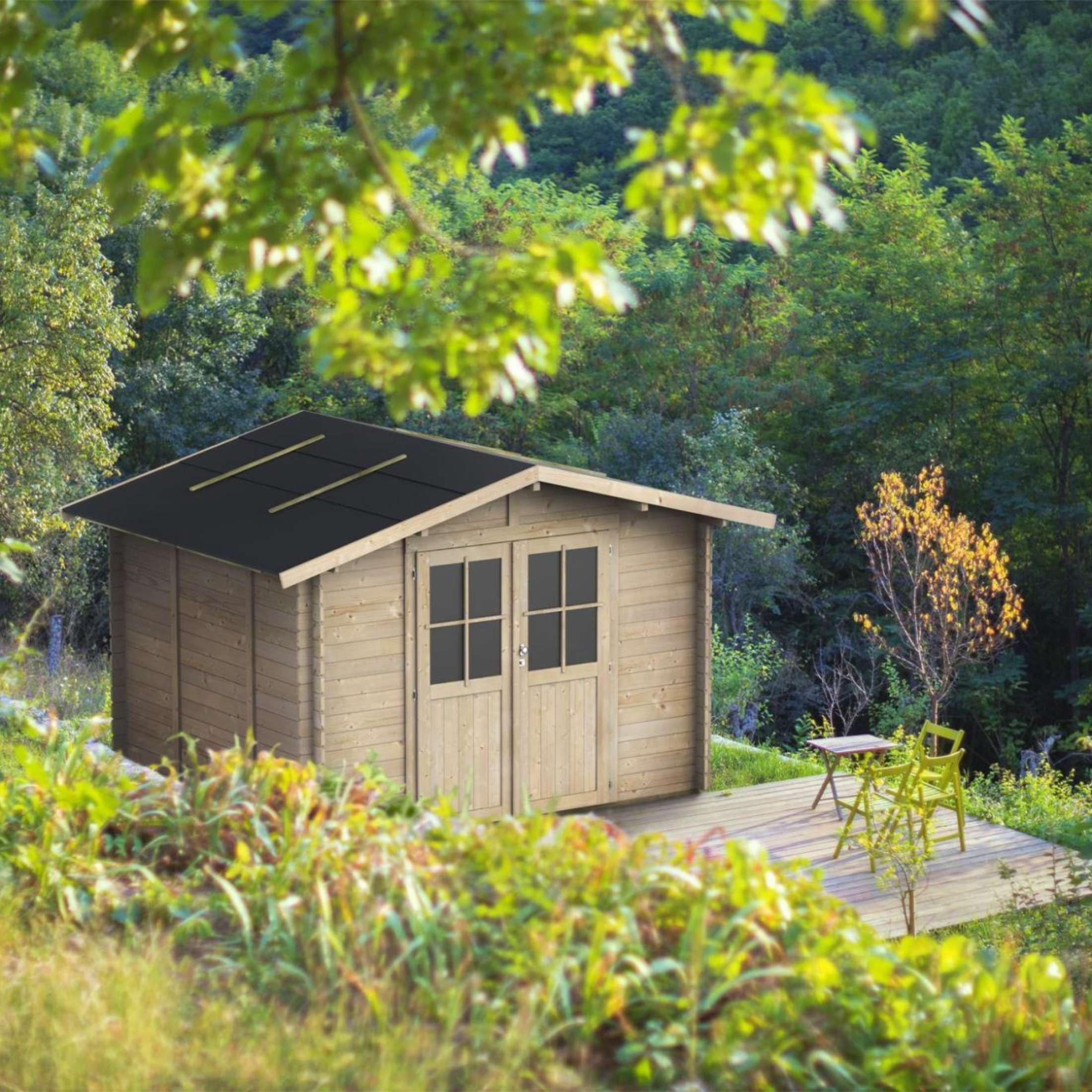 Abri de jardin en bois "Opéra" 215x180 cm 207h porte double vitrage