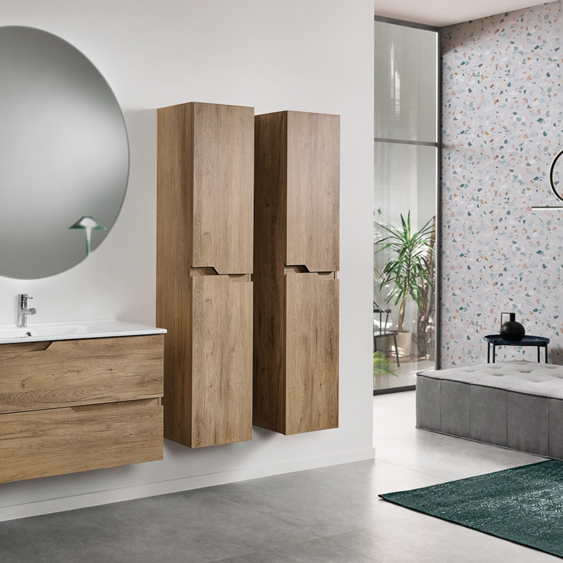 Meuble de salle de bain suspendu "Bora 80" lavabo miroir LED moderne 2 tiroirs