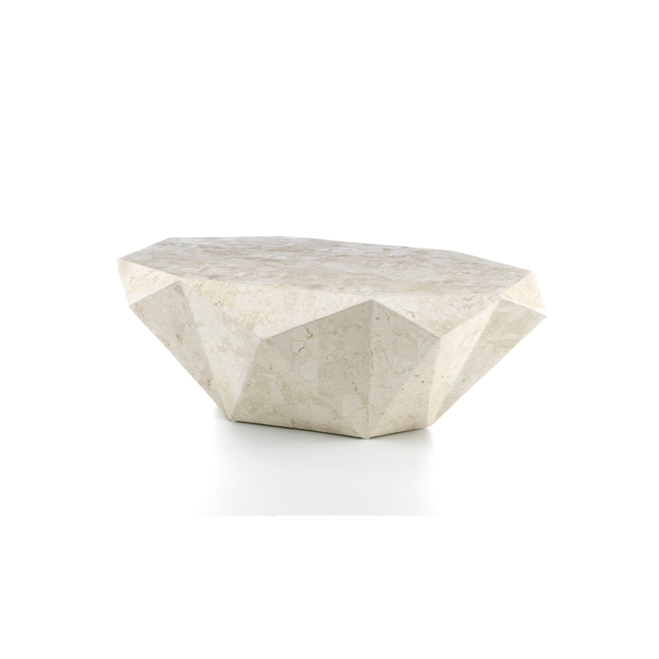 Tavolino basso in pietra fossile "Diamond" da caffè