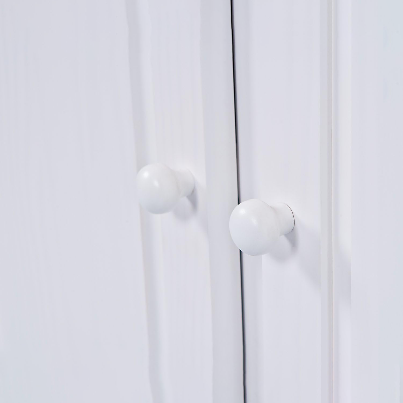 Credenza in legno massello bianco venato "Valencia" con vano a giorno h 198 cm