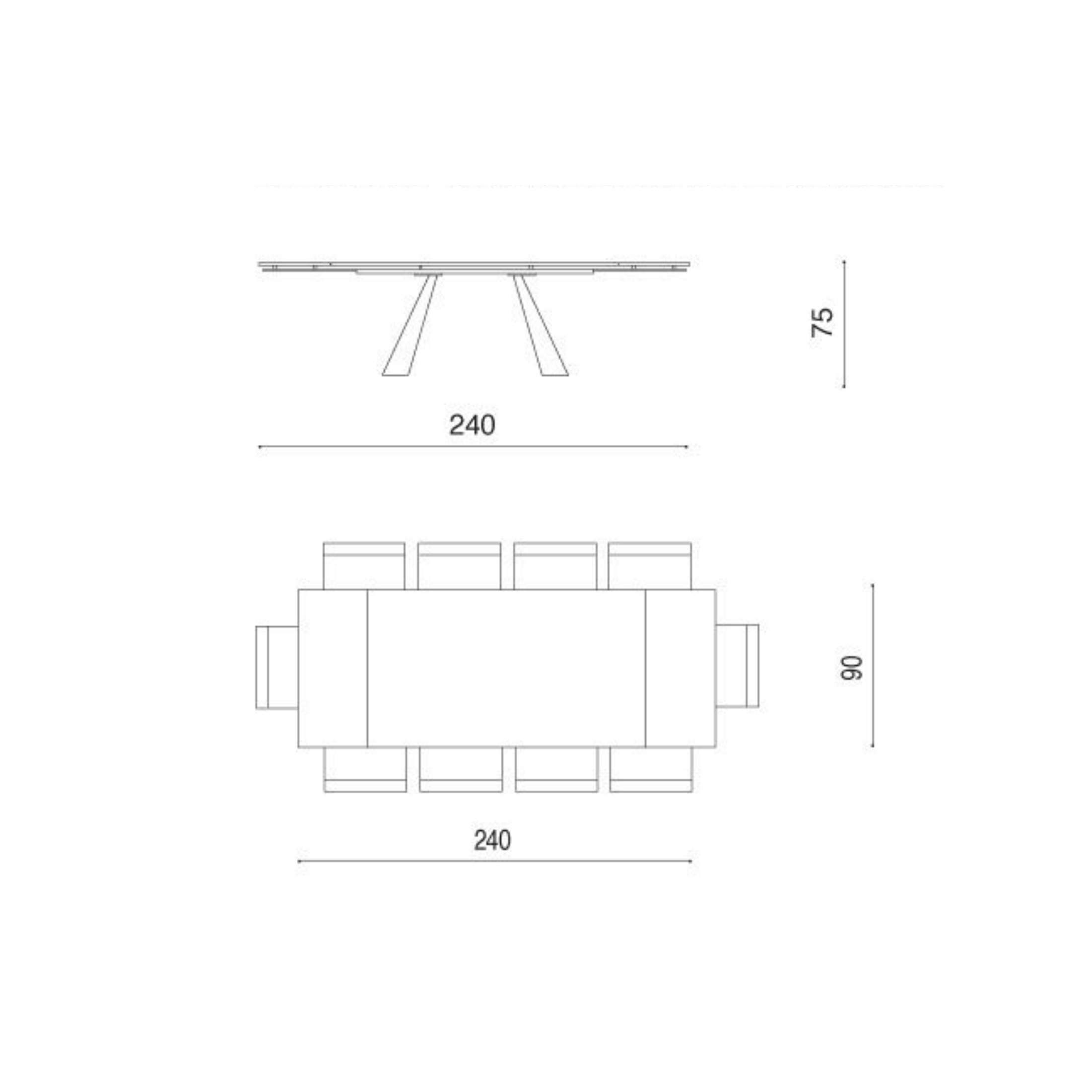 Tavolo allungabile da pranzo "Rubino" con piano in vetro martellato