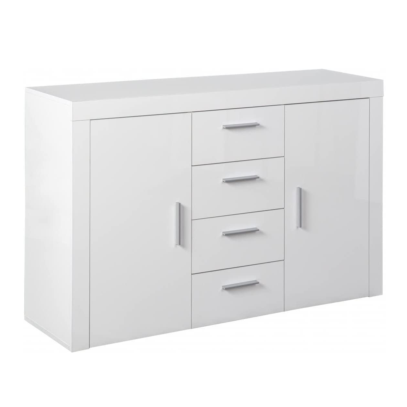 Buffet buffet en bois Corbet, commode laquée blanc, 134x40 cm, 86h