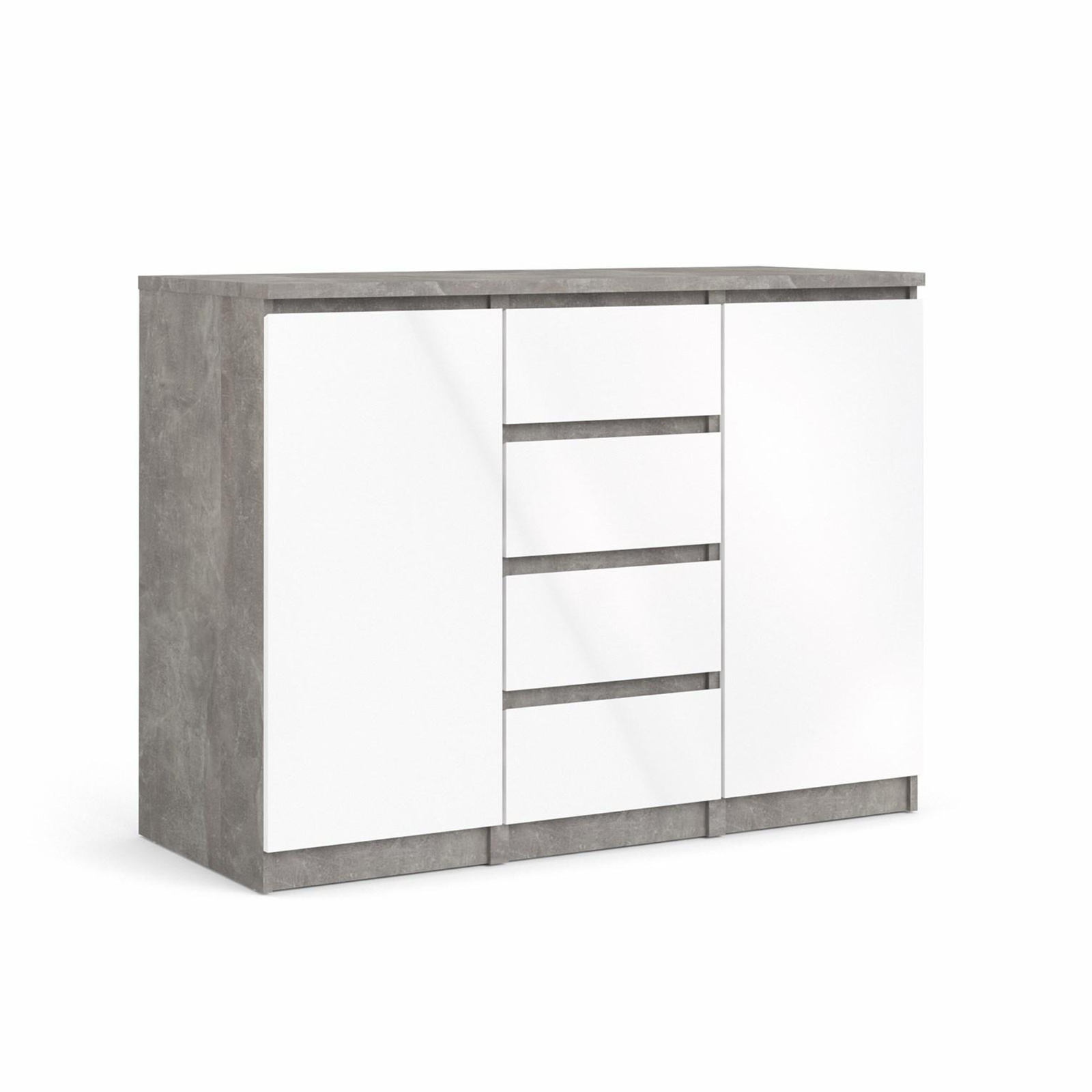 Madia credenza a buffet in legno "Naia" mobile cassettiera bianco e cemento