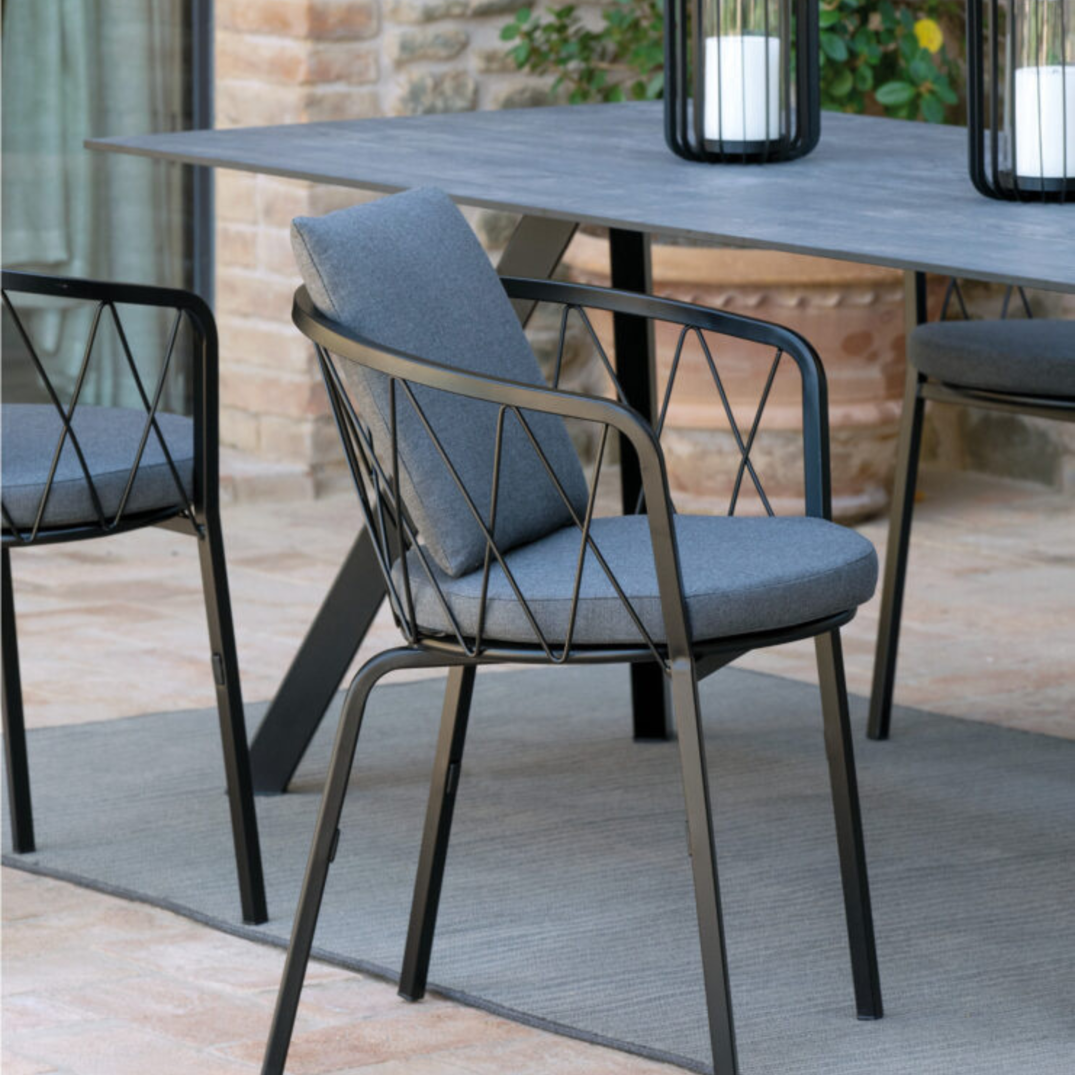 Sillón de jardín de metal pintado silla apilable "Daisy" 57x55 cm 75h