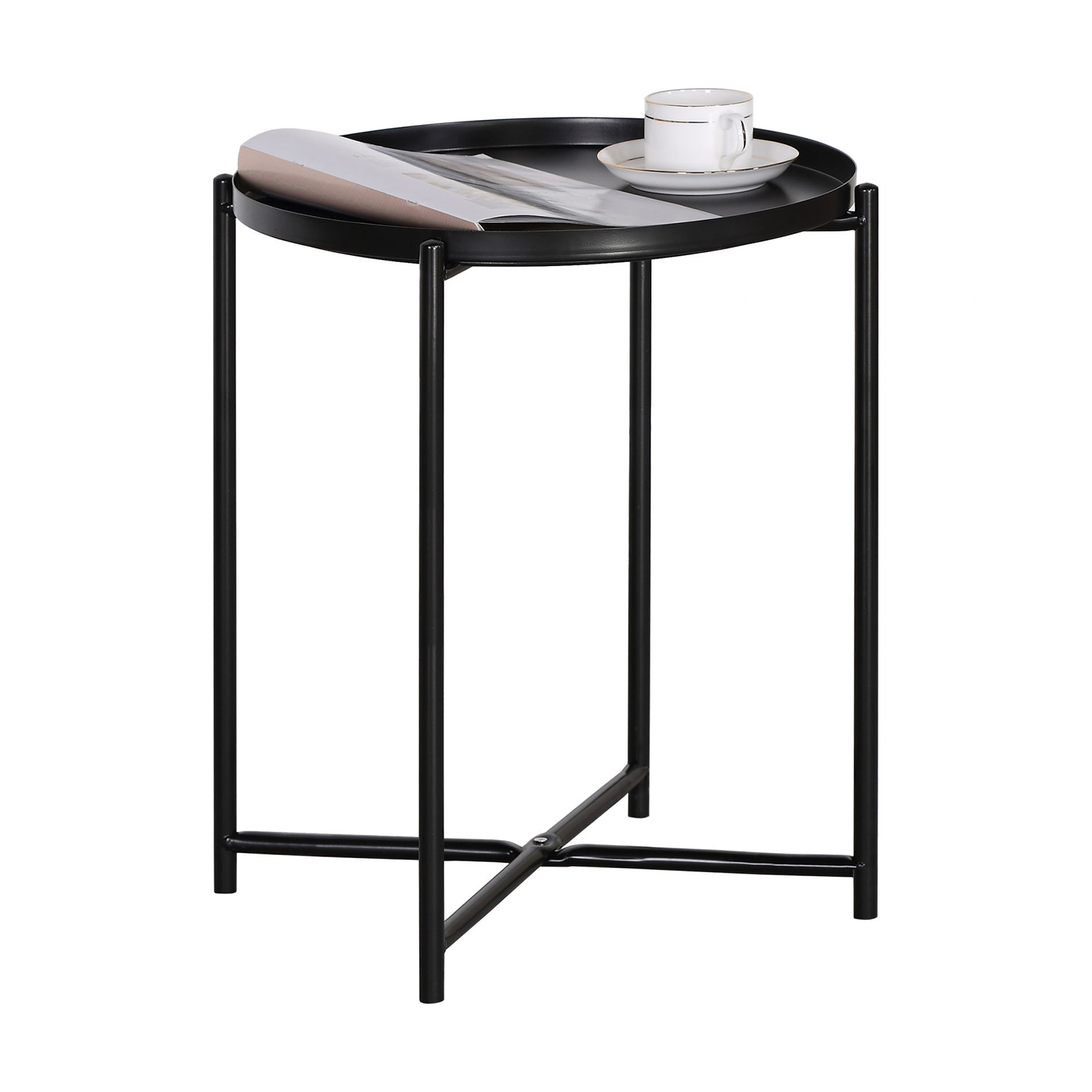 Tavolino basso da caffè "Noemi" tavolo per soggiorno in metallo nero cm 42x42 52h