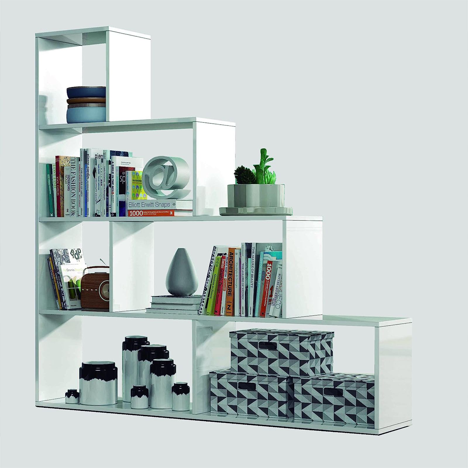 Bibliothèque moderne canadienne Klum avec 6 étagères pour salon 145x29 cm 145h