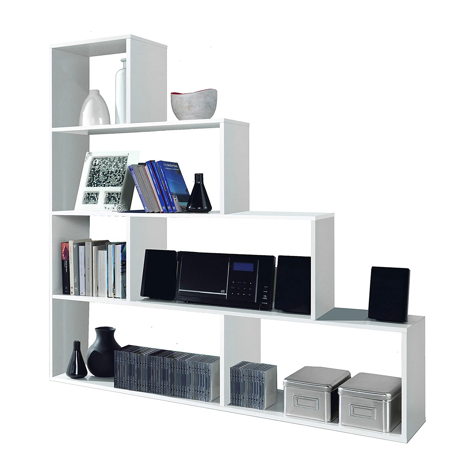Klum Librería canadiense moderna con 6 estantes para salón 145x29 cm 145h
