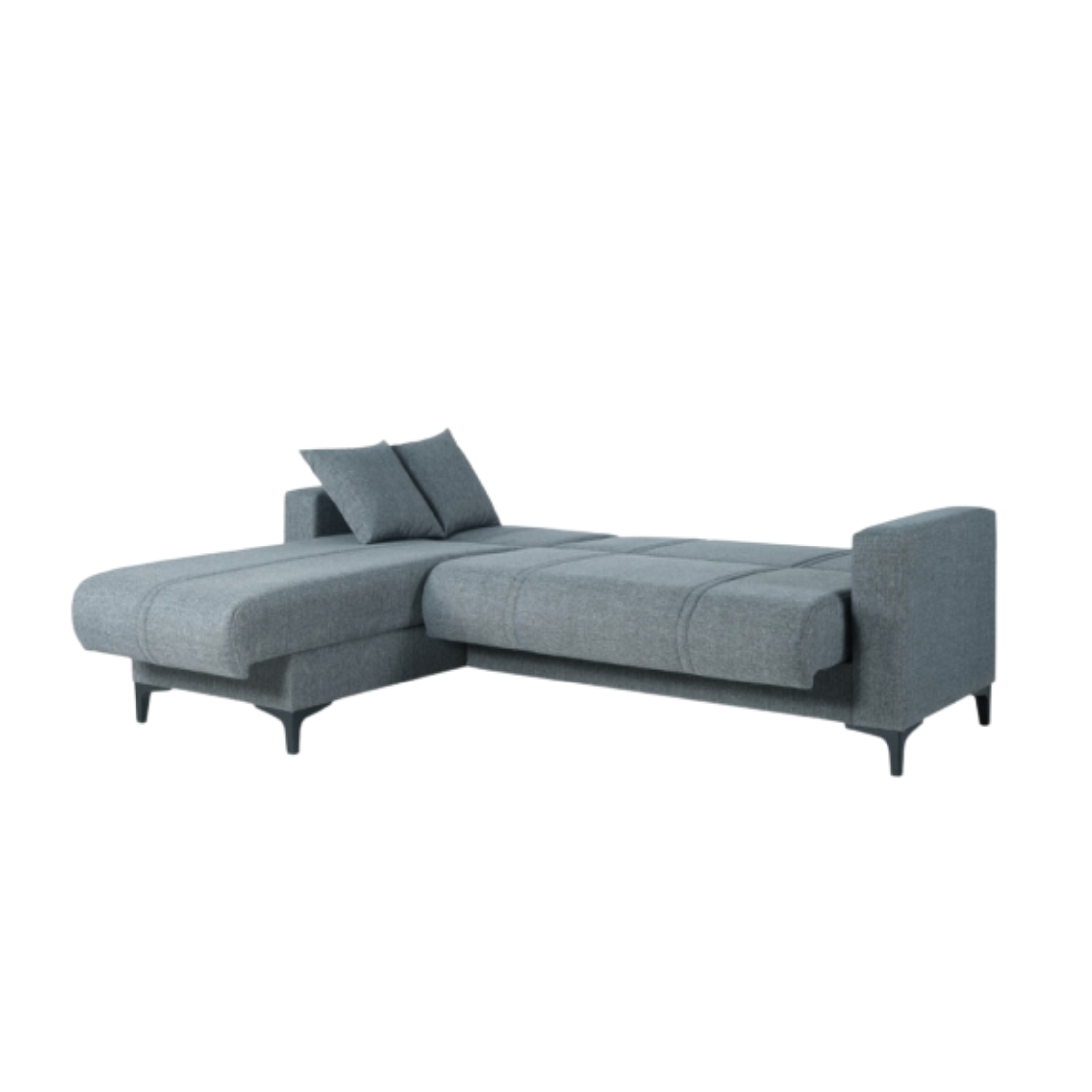 Divano con cassettone contenitore "Bravo Bacos" in tessuto con due cuscini