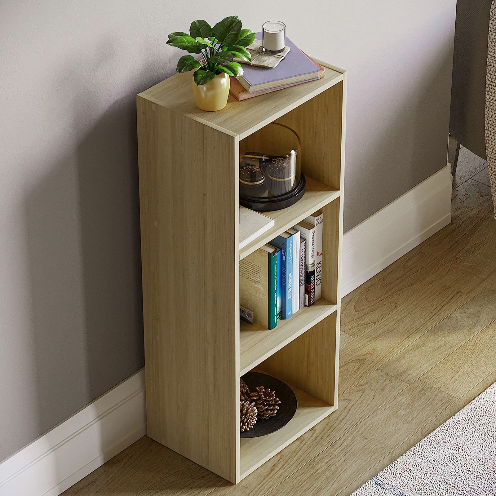 Bibliothèque ouverte haute Cubo à 3 compartiments en bois mélaminé 31x30 cm 91h