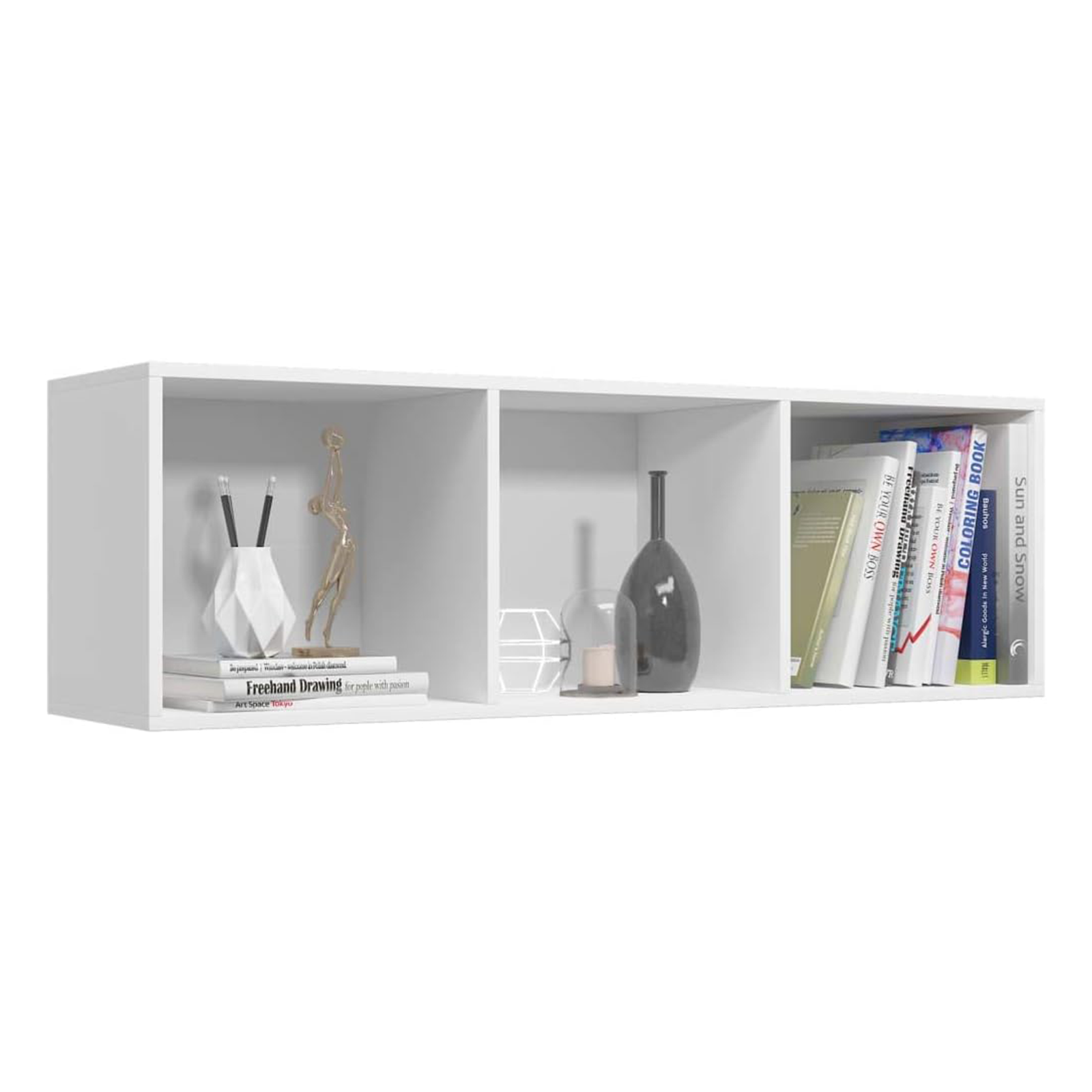 Bibliothèque ouverte haute Cubo à 3 compartiments en bois mélaminé 31x30 cm 91h