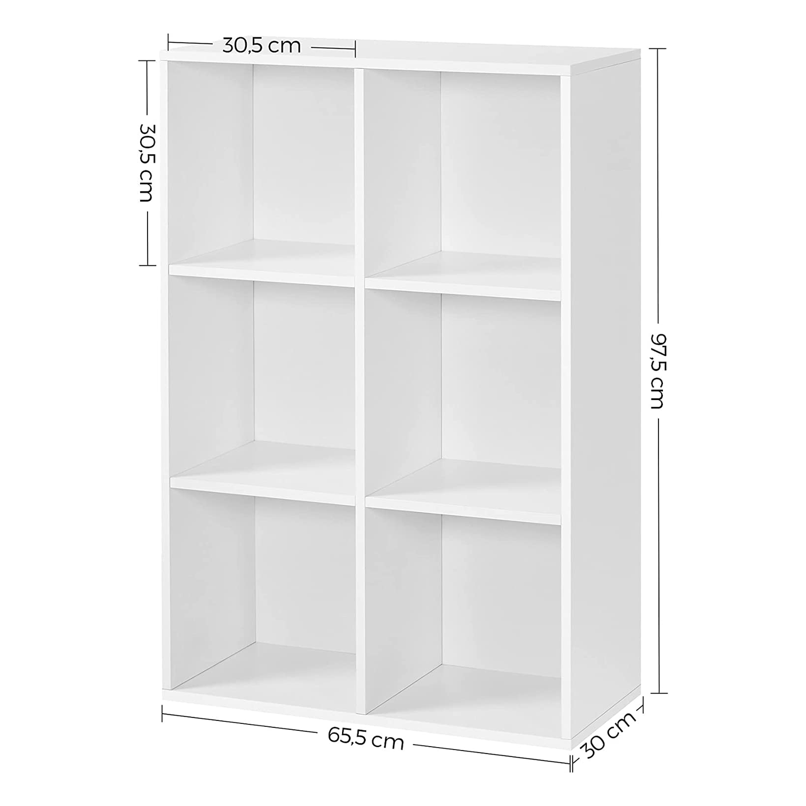 Libreria a giorno "Cubo" 6 vani in legno melaminico cm 61x30 91h