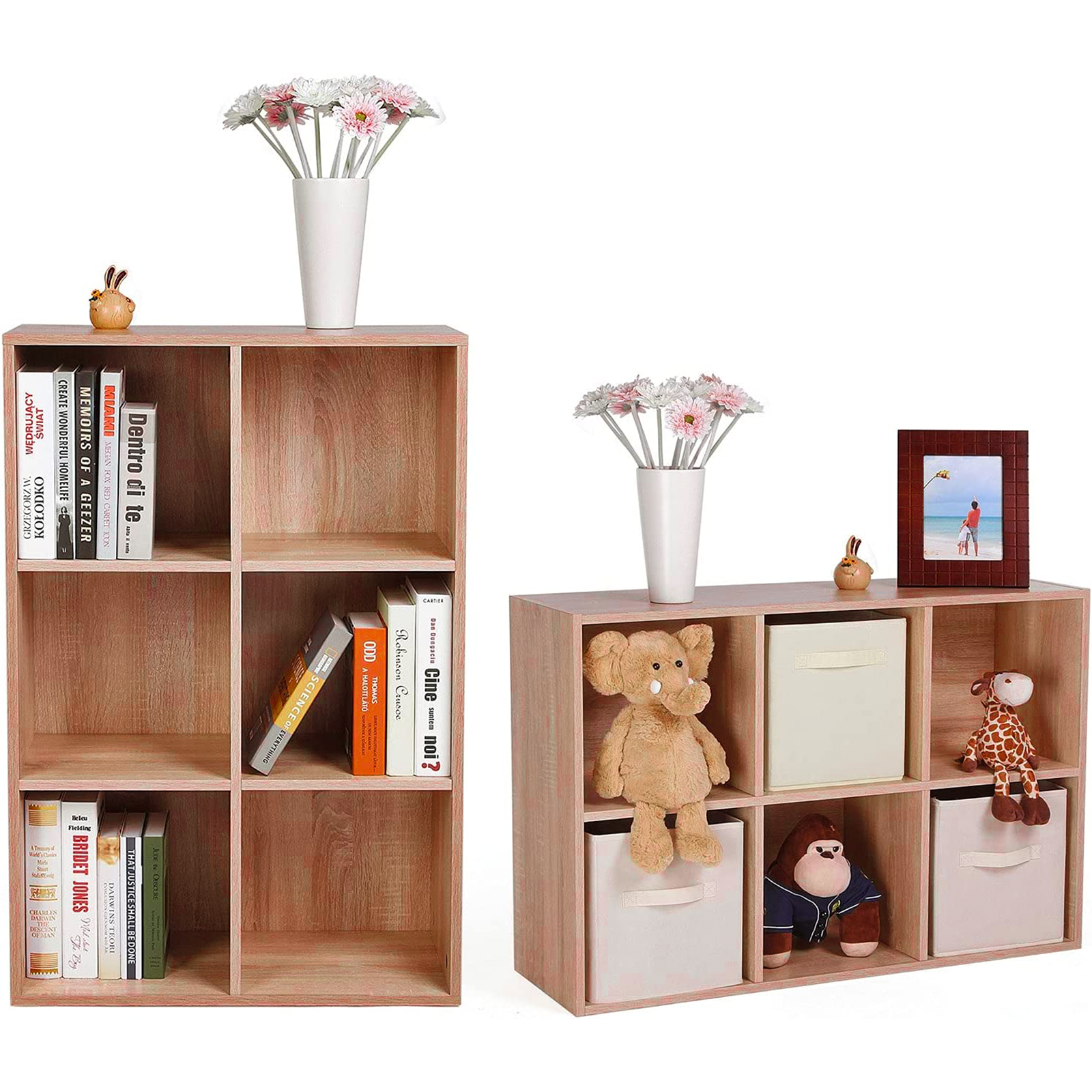 Libreria a giorno "Cubo" 6 vani in legno melaminico cm 61x30 91h