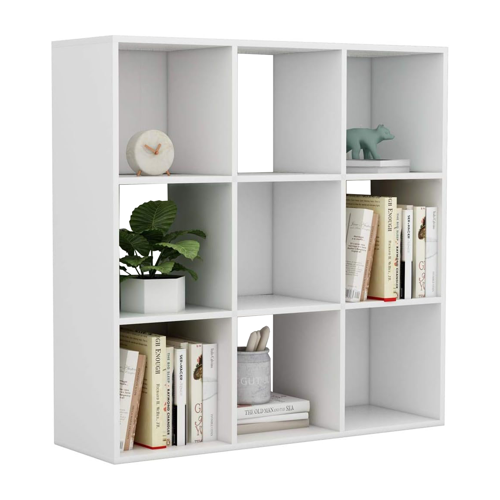 Libreria a giorno "Cubo" con 9 vani in legno melaminico cm 91x30 91h