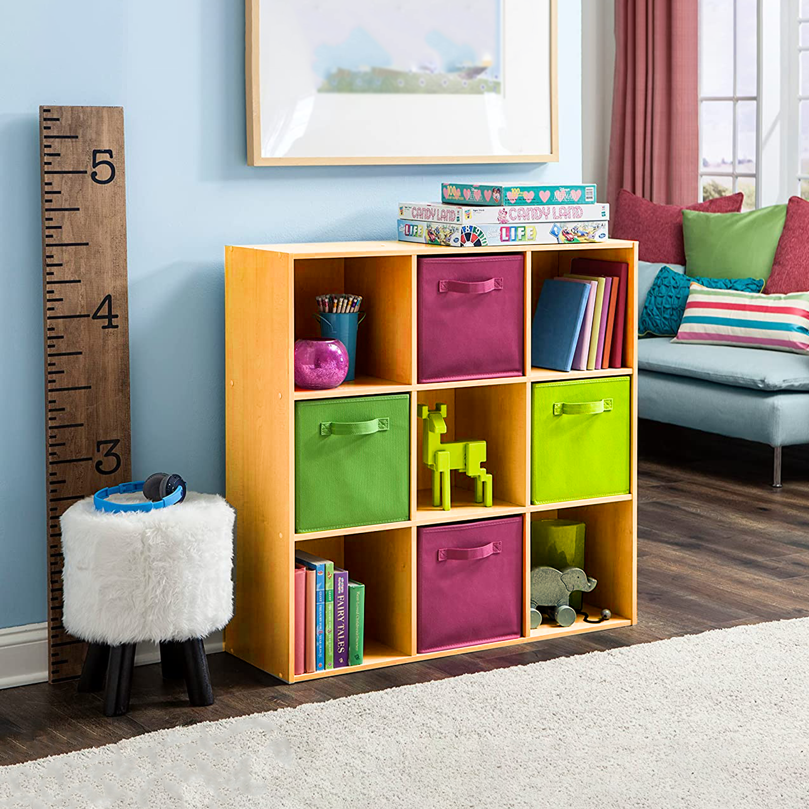 Libreria a giorno "Cubo" con 9 vani in legno melaminico cm 91x30 91h