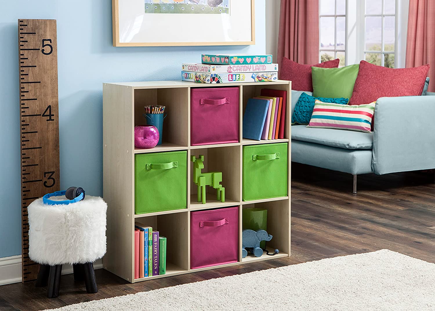 Libreria a giorno "Cubo" con 9 vani in legno melaminico cm 91x30 91h