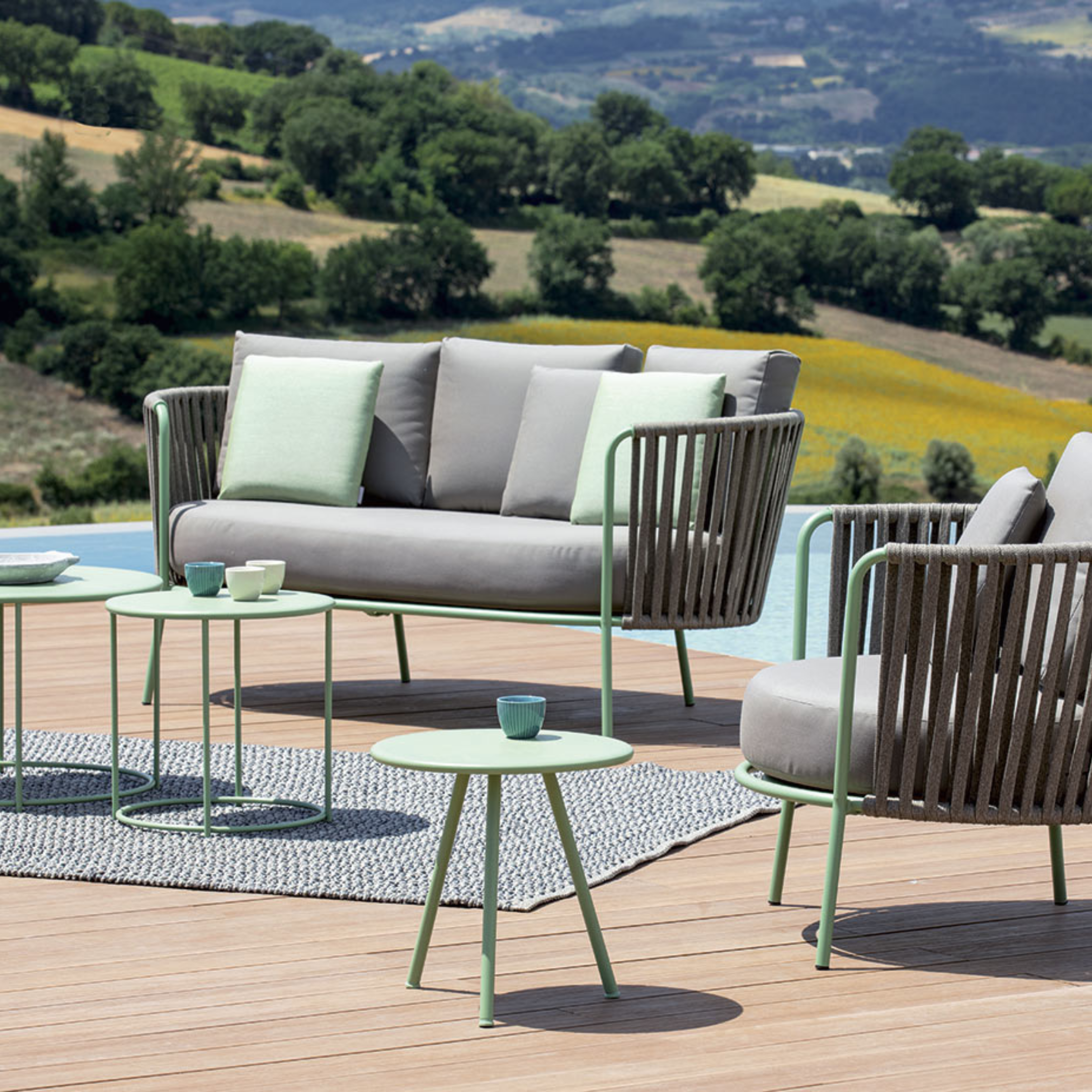 Kit de 3 tables basses en métal Table basse de jardin "Daisy" 40x40 cm