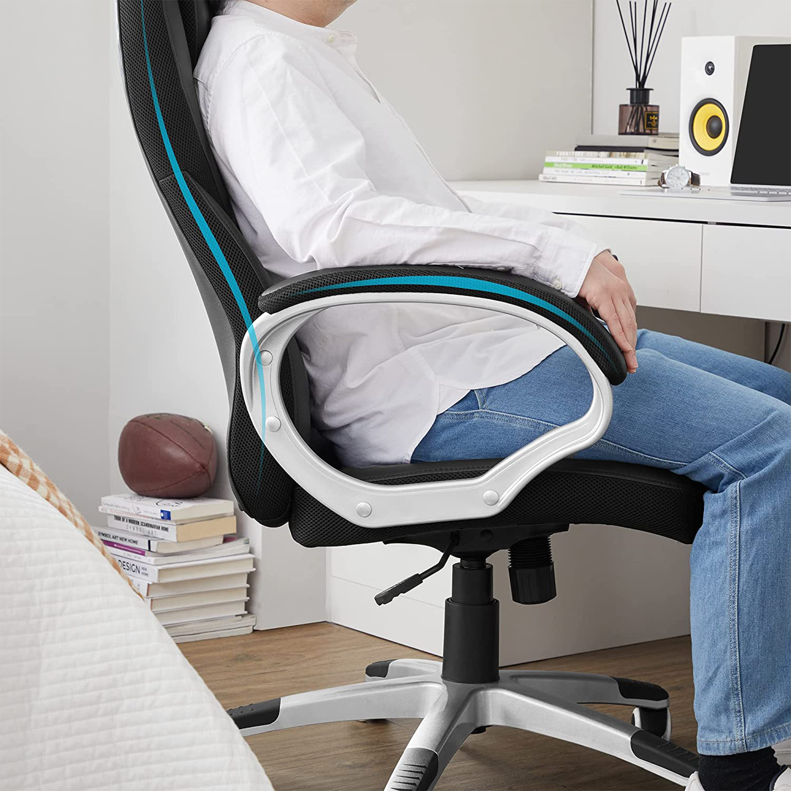 Silla de oficina giratoria 1426 sillón ejecutivo con ruedas y soporte gaming