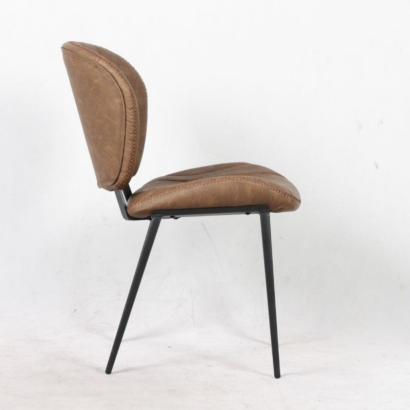 Set di sedie da pranzo "Elice" imbottite in ecopelle con gambe in metallo nere cm 47,5x65,5 85h
