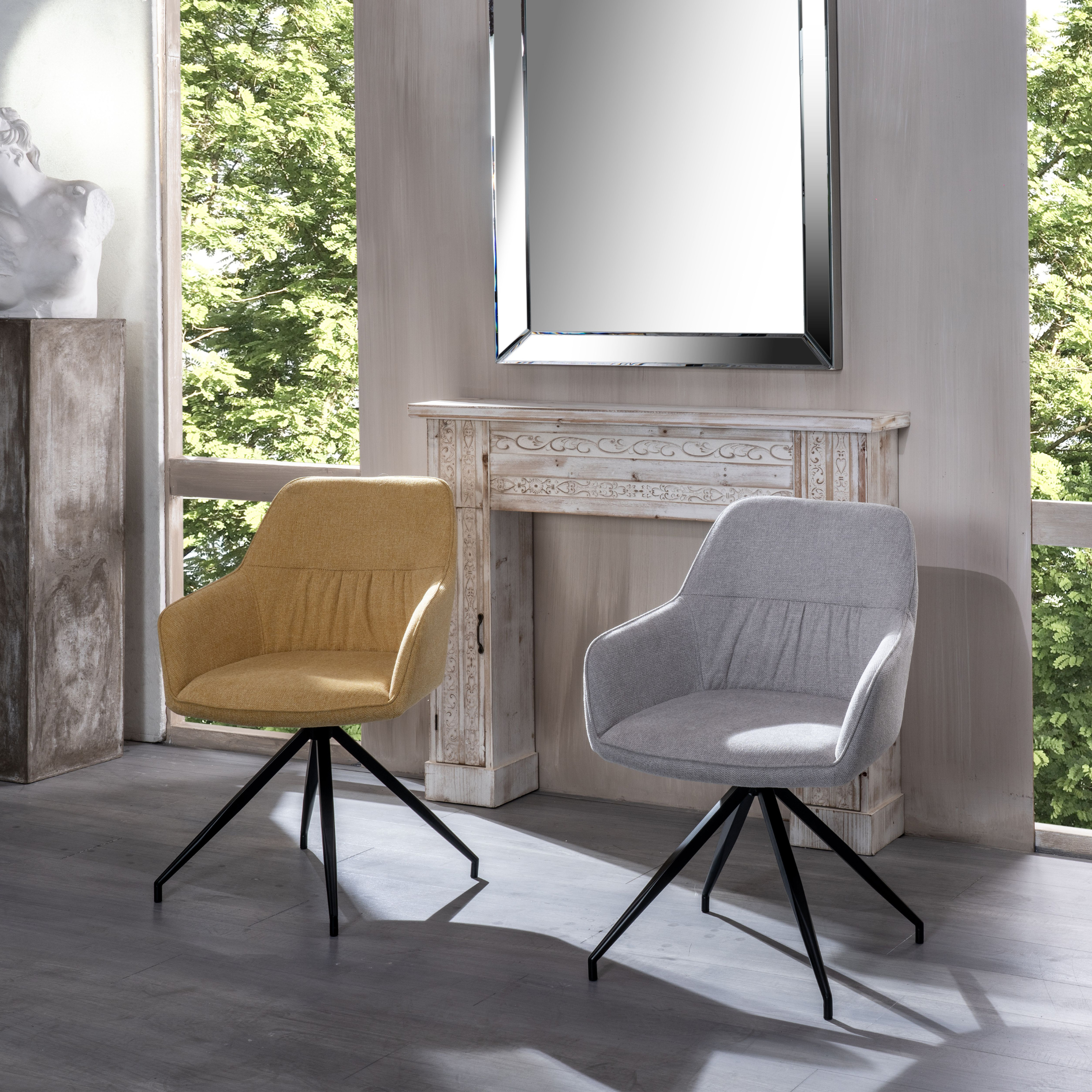 Set sedie imbottite "Gaia" poltrone moderne da soggiorno in tessuto