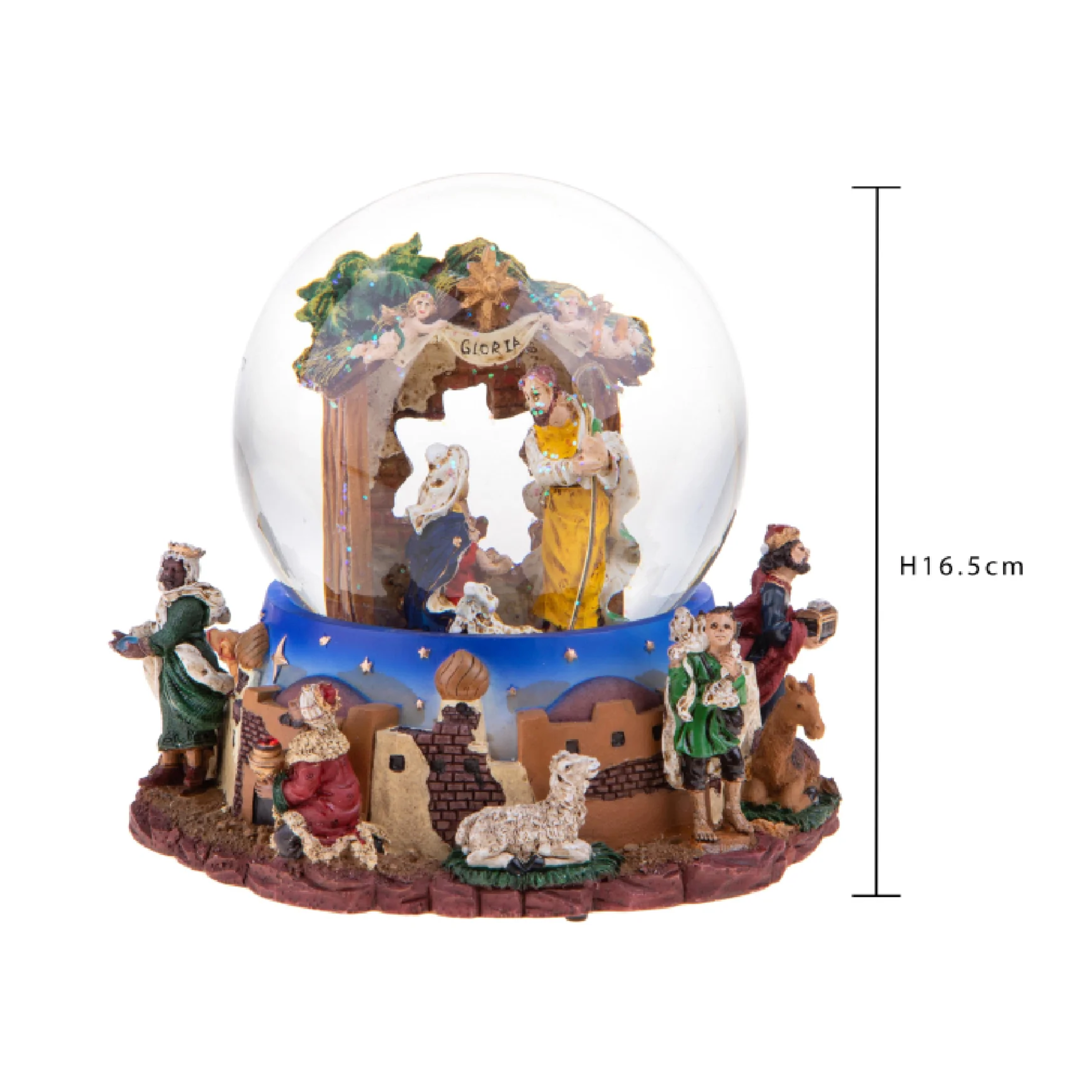 Sfera carillon con natività per decorazioni natalizie cm 12x16,5h