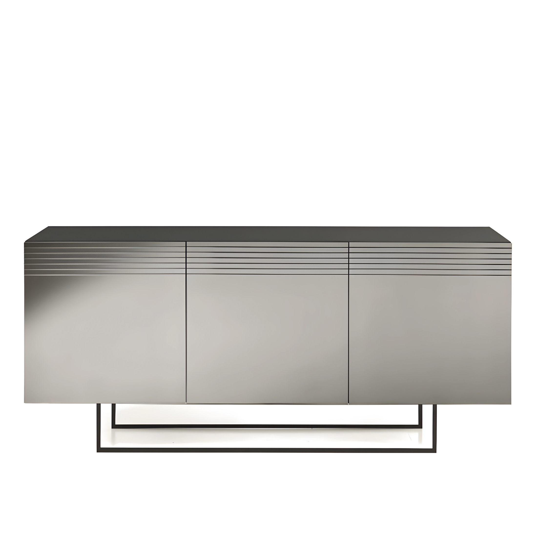 Buffet moderne à 3 portes déjà assemblé "Iride" en mélaminé anthracite 180x50 h80 cm