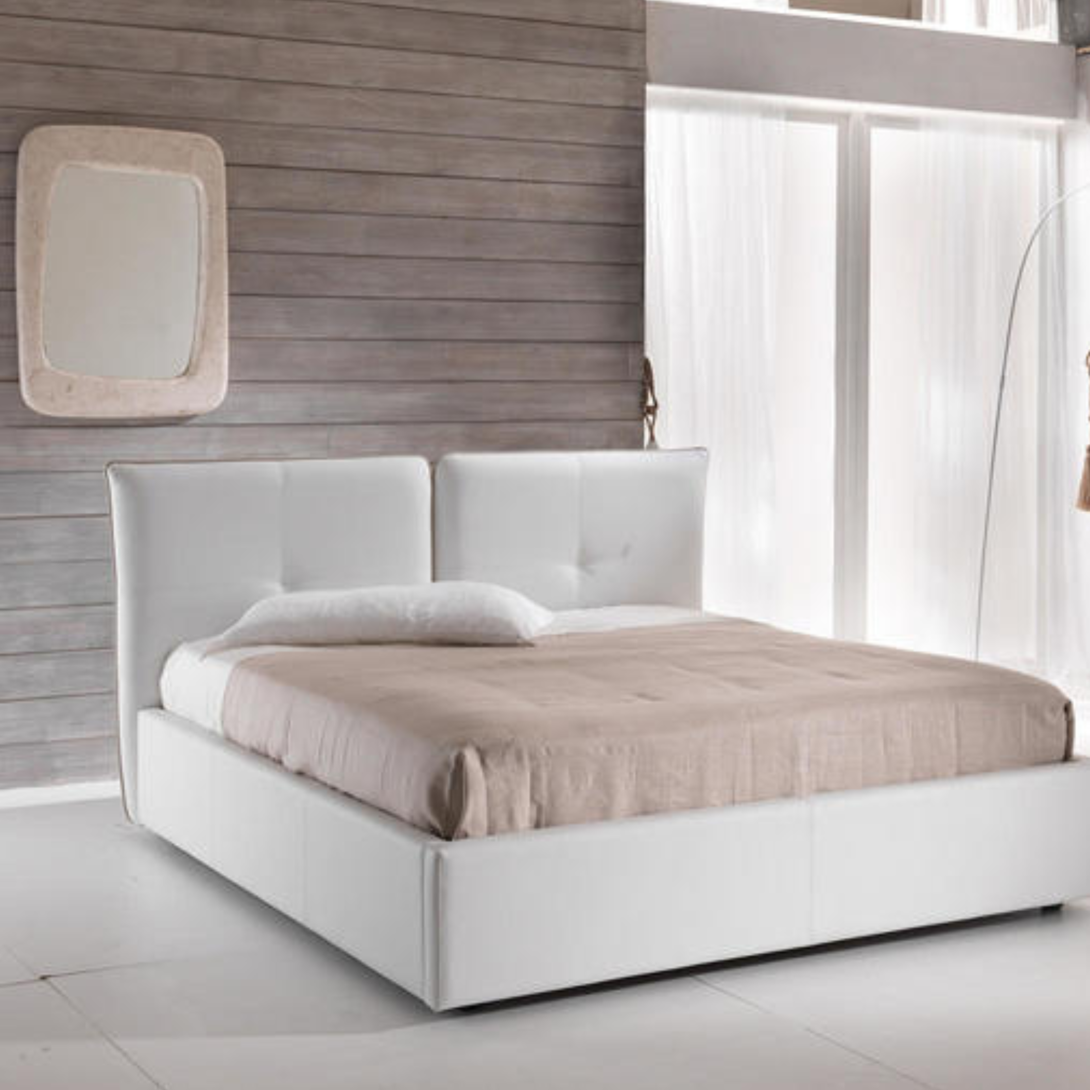 Espejo de pared "Smooth" con marco de piedra fósil 65x3,5 cm 90h