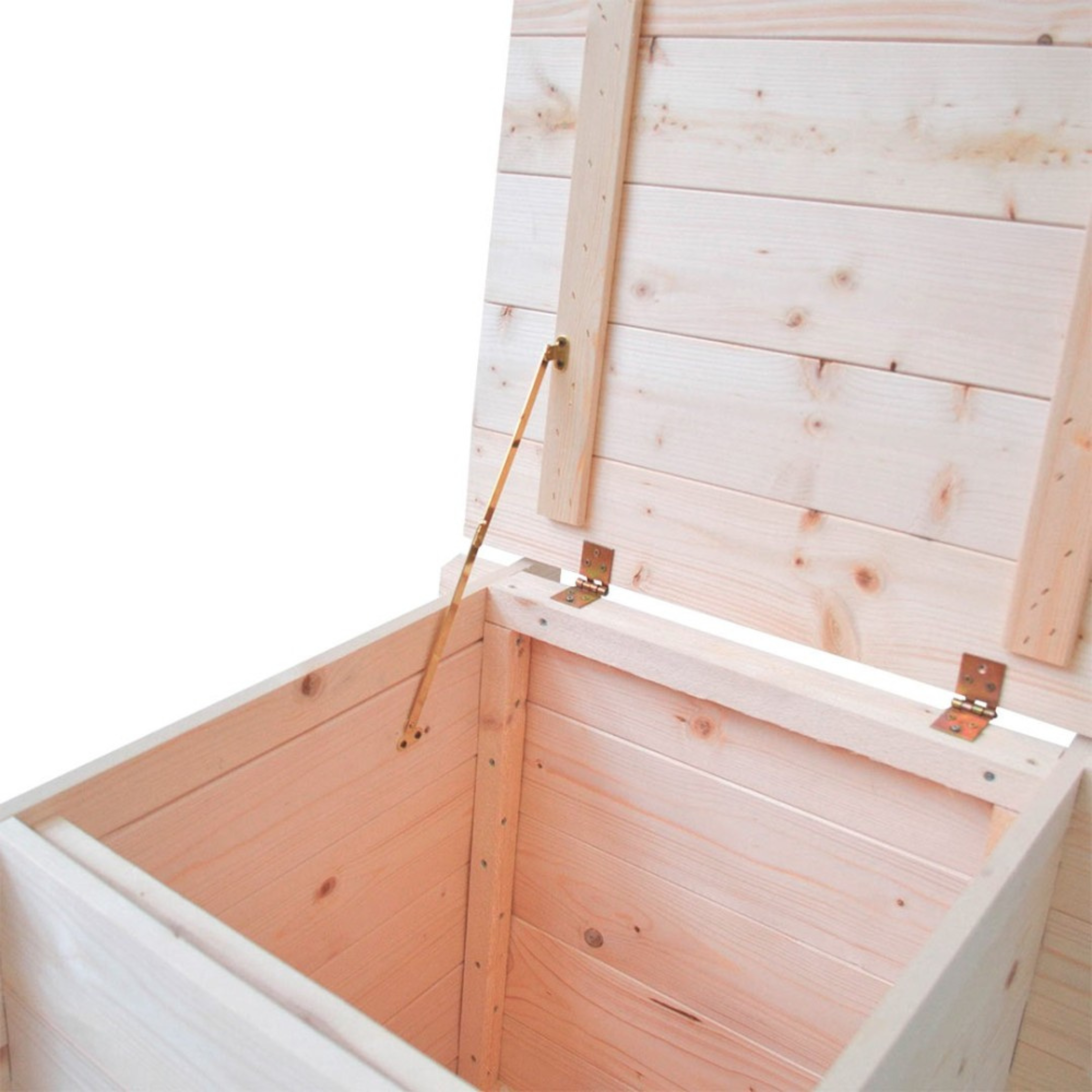 Cassapanca in legno naturale "Gaia" da giardino apertura a battente cm 60x60 54h