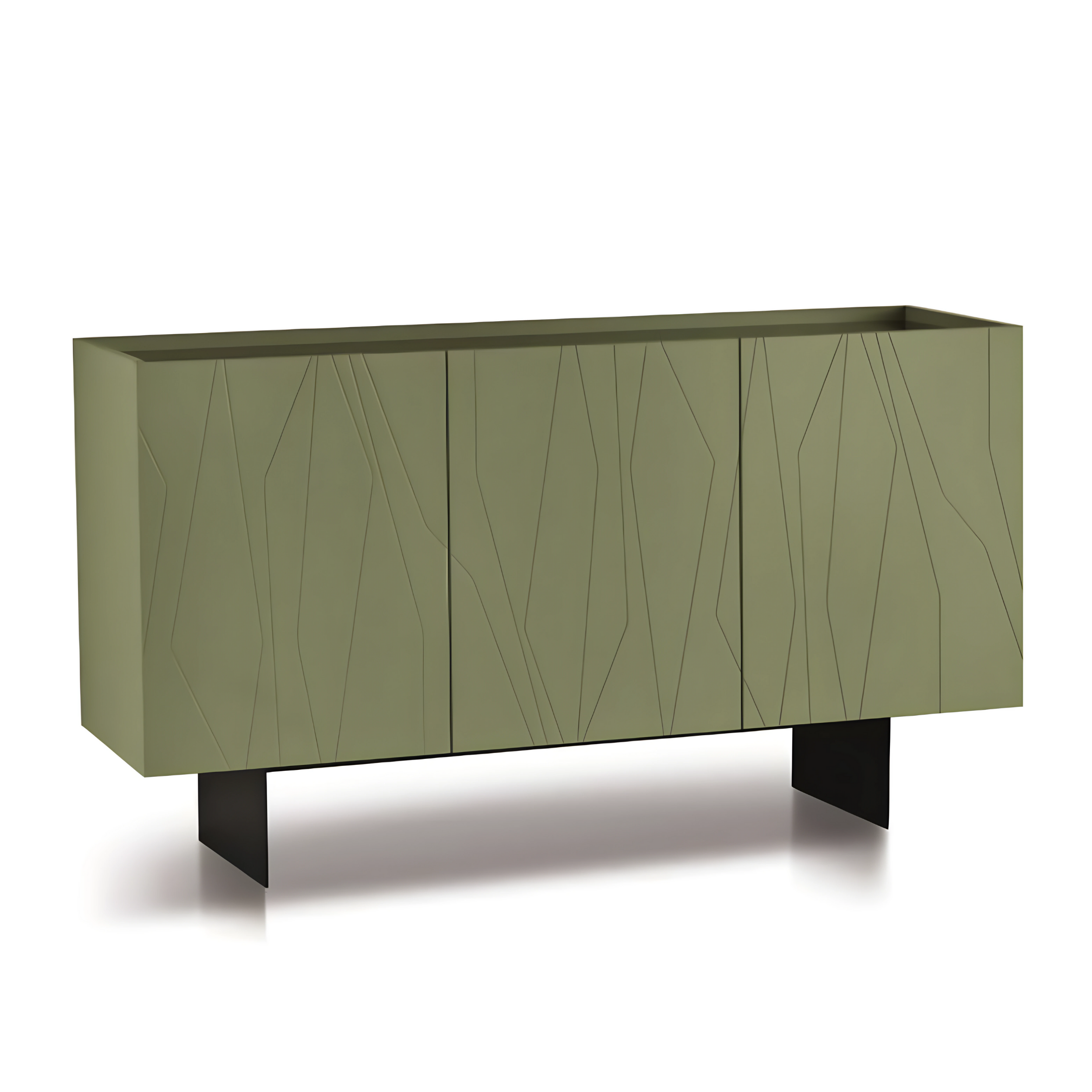 Buffet moderne 3 portes "Tigua" Plateau miroir fumé ou bronze déjà assemblé 169x50 cm 89h