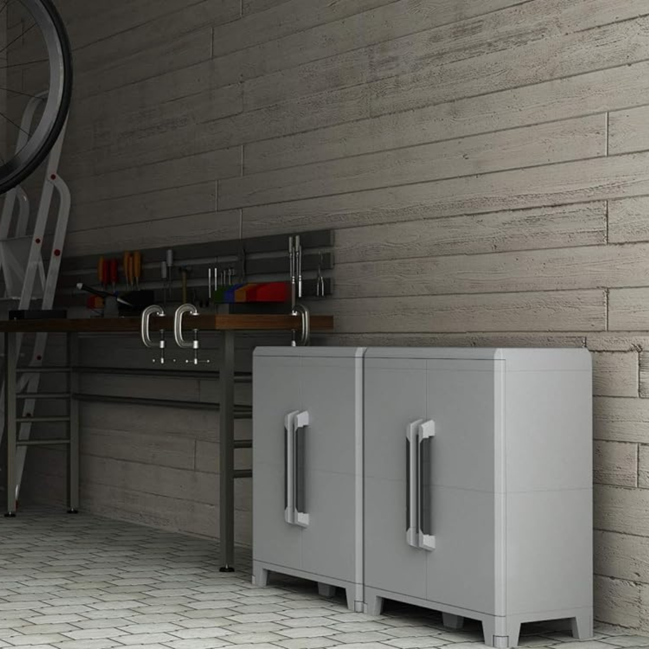 Armadio porta oggetti a 2 ante "Deva" in resina antiurto con ripiani