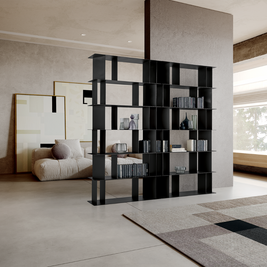 Libreria da tre ripiani "Bert" versatile e componibile in metallo cm 130x40 85h