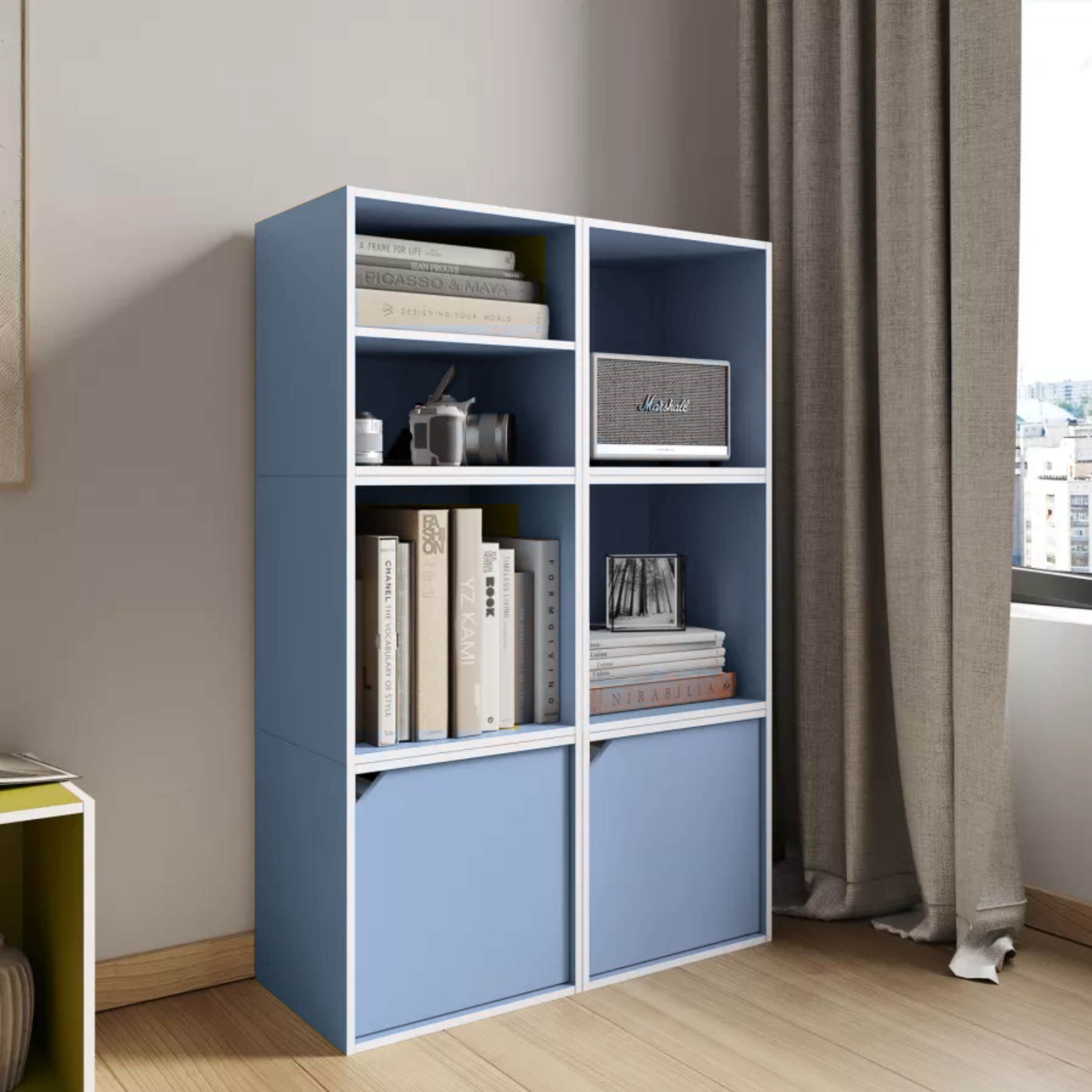 Mensola a giorno colorata "Cubo" in legno cm 35x35 29h