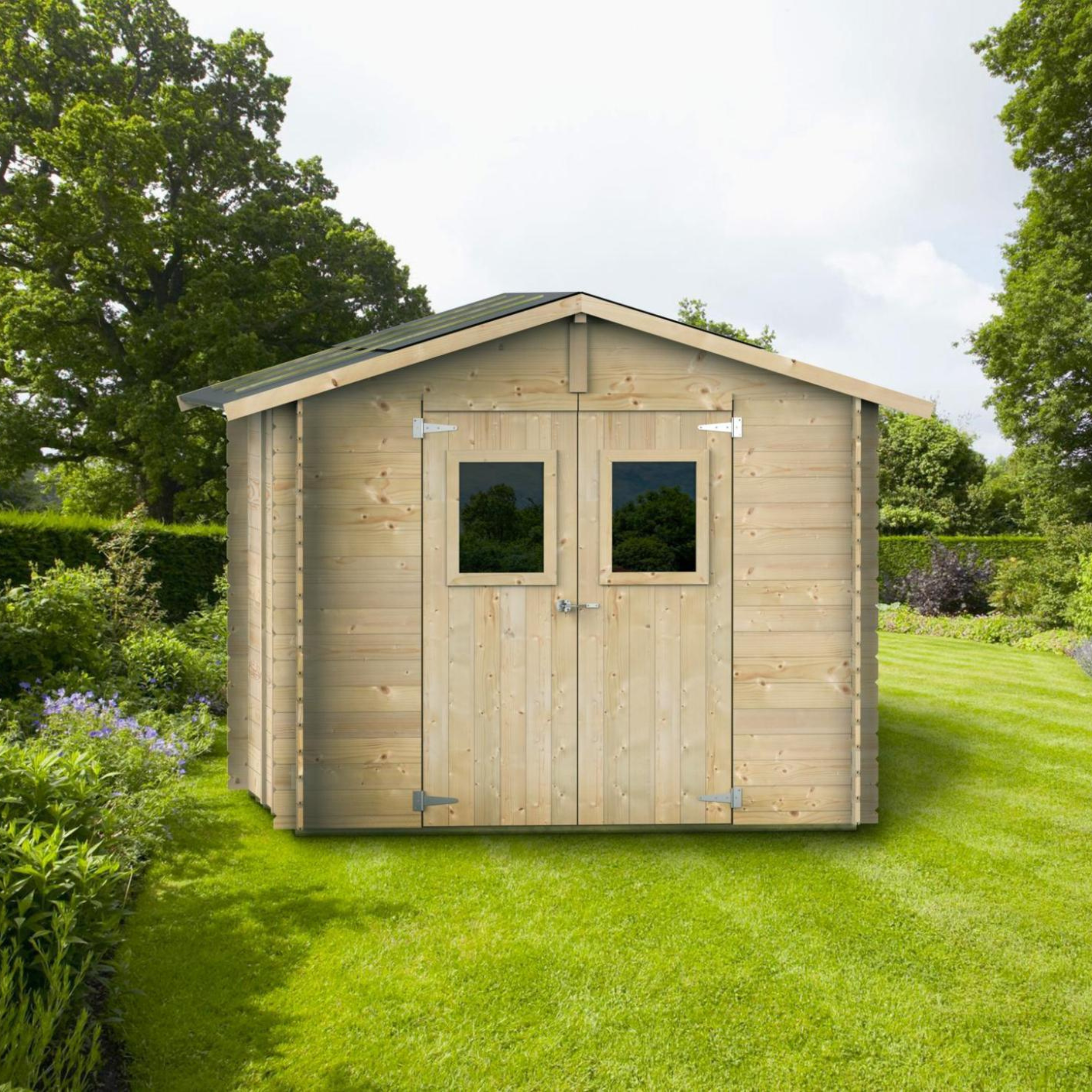 Casetta in legno da giardino "Hobby" cm 248x248 217h porta doppia finestrata