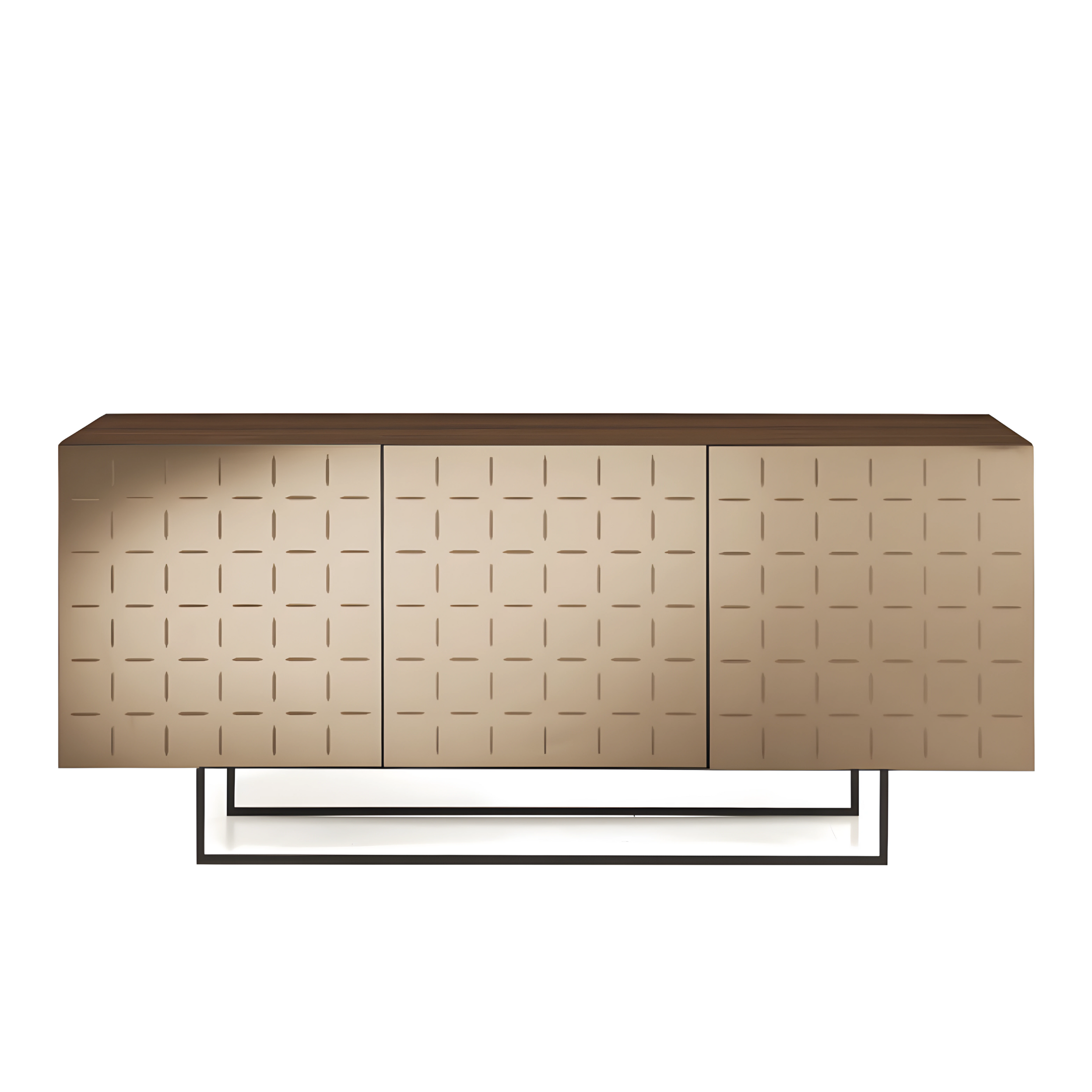 Buffet moderne 3 portes "Cassia" en mélaminé avec miroir 180x50 h80 cm