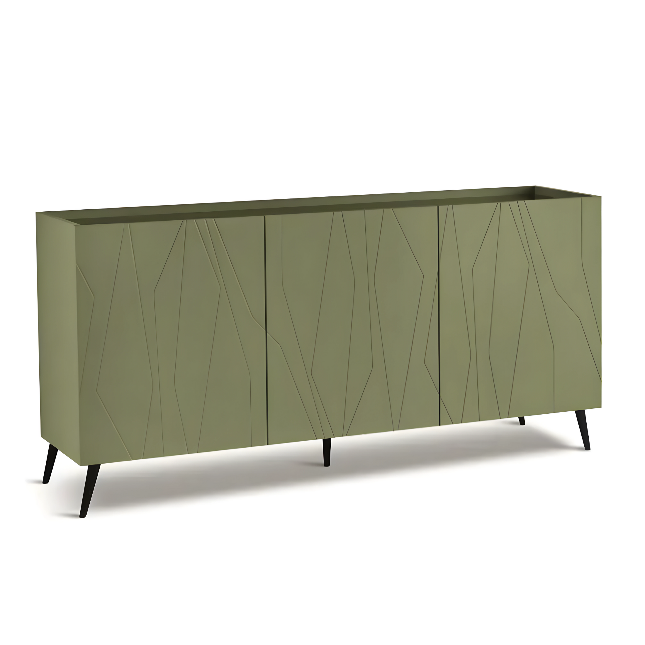 Buffet moderne 3 portes "Tigua" Plateau miroir fumé ou bronze déjà assemblé 169x50 cm 89h