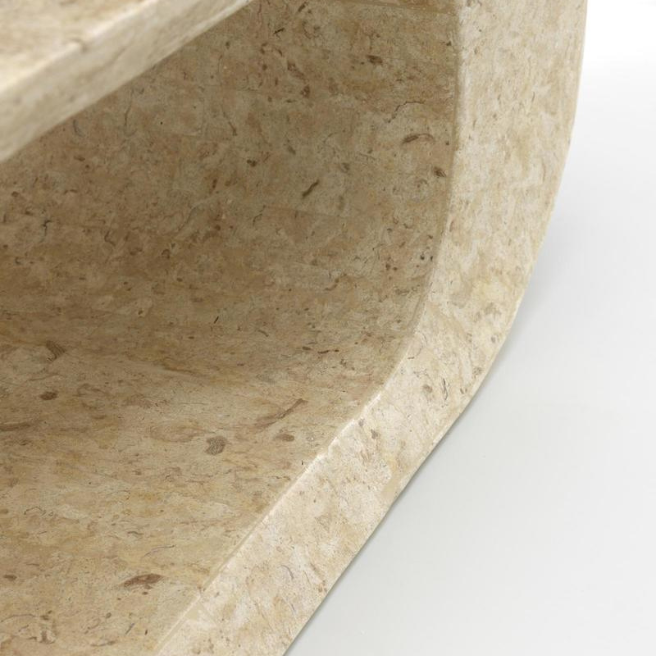 Tavolino basso porta tv moderno in pietra fossile "Tay" cm 120x62 35h