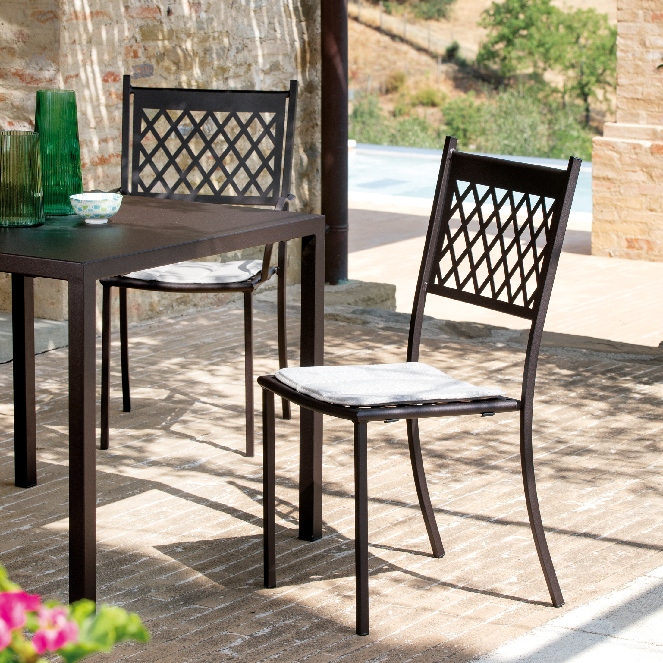 Silla de jardín apilable "Summertime" de metal pintado 49x57 cm 95h