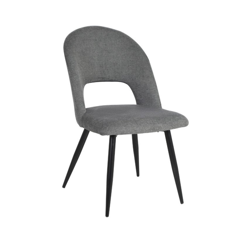 Set di sedie da pranzo "Lunetta" imbottite in tessuto con gambe in metallo nere cm 50x48 84h