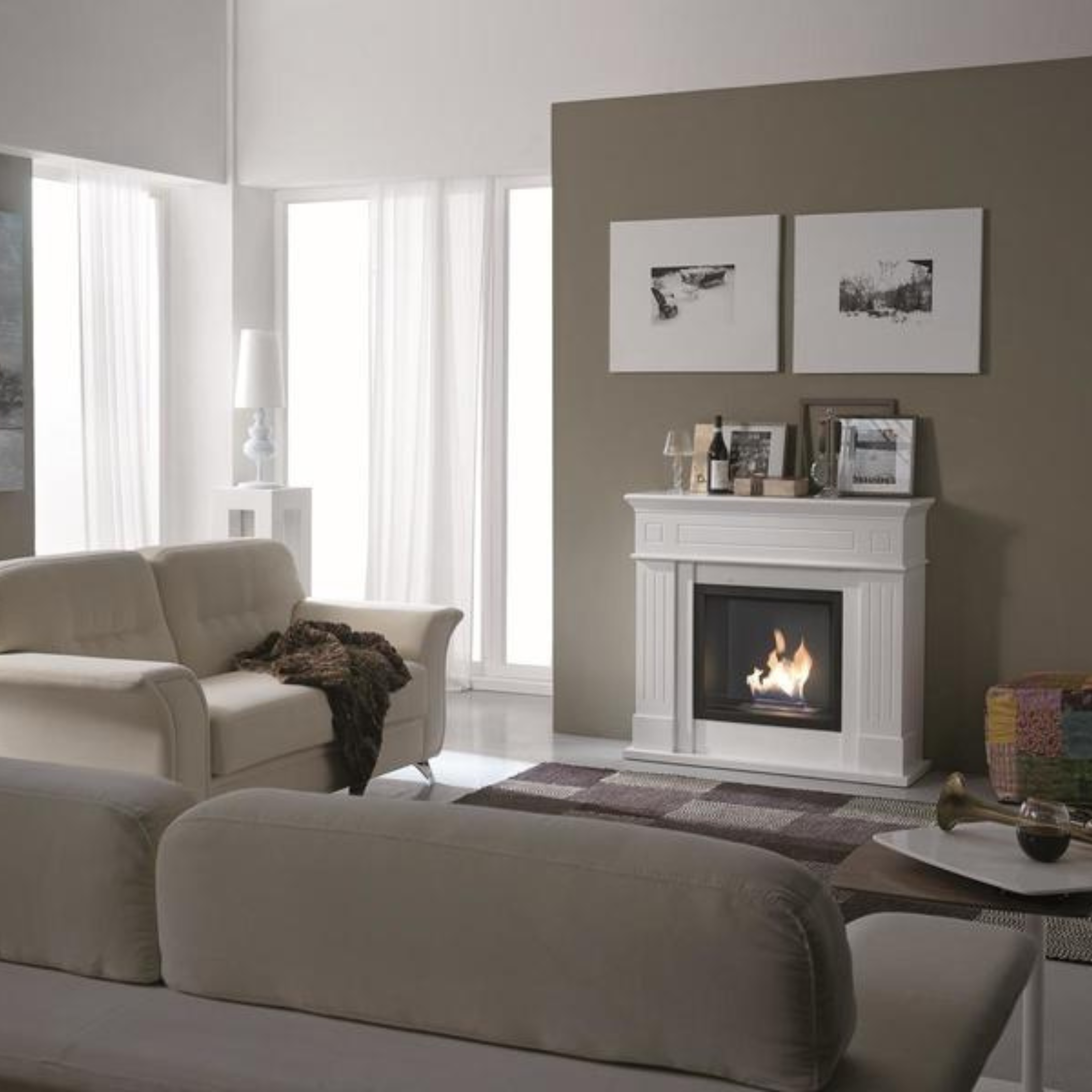 Caminetto bioetanolo "Amelia" da terra in metallo verniciato cm 102x37 110h