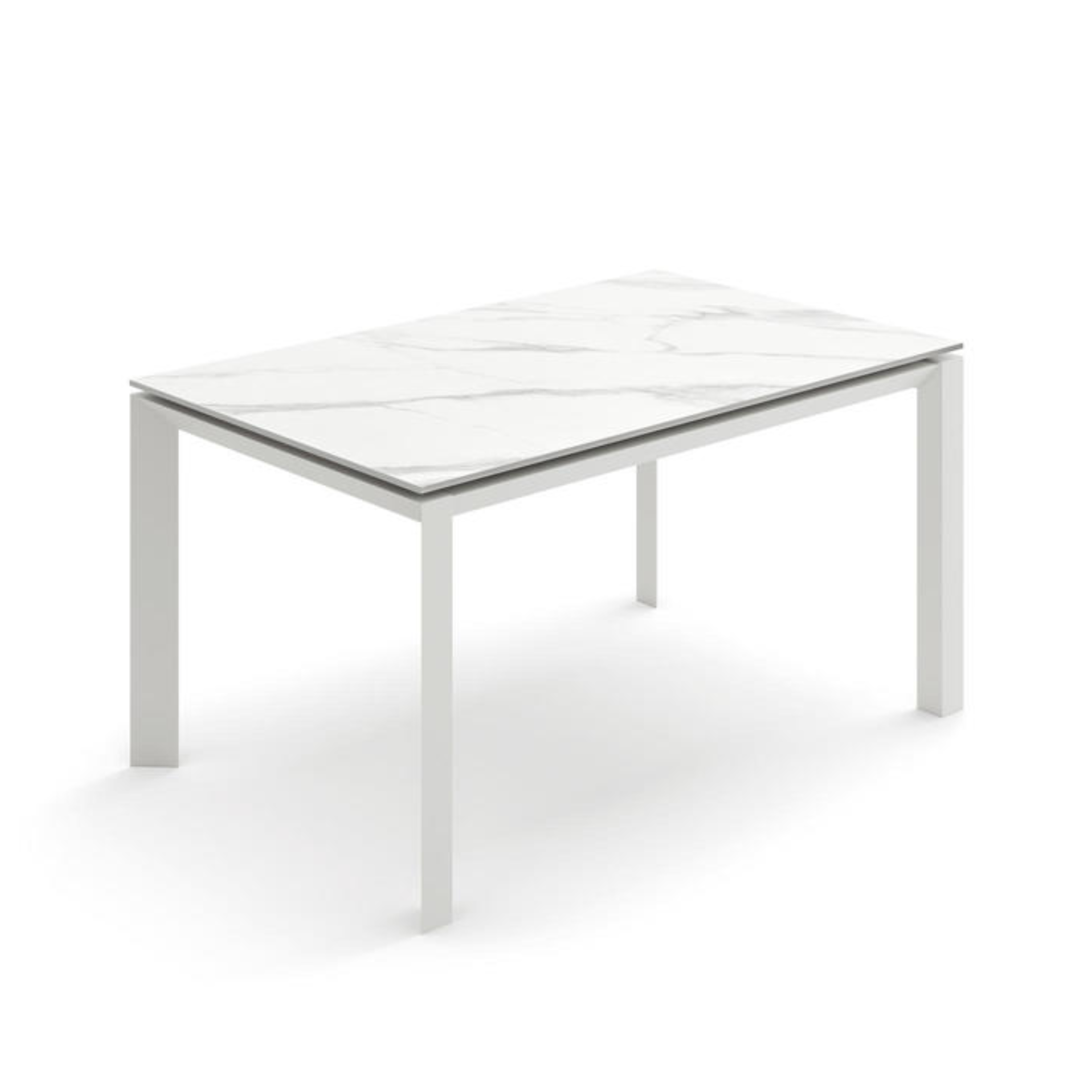 Table extensible "Compte" plateau céramique pieds aluminium 140/220x90 cm 75h