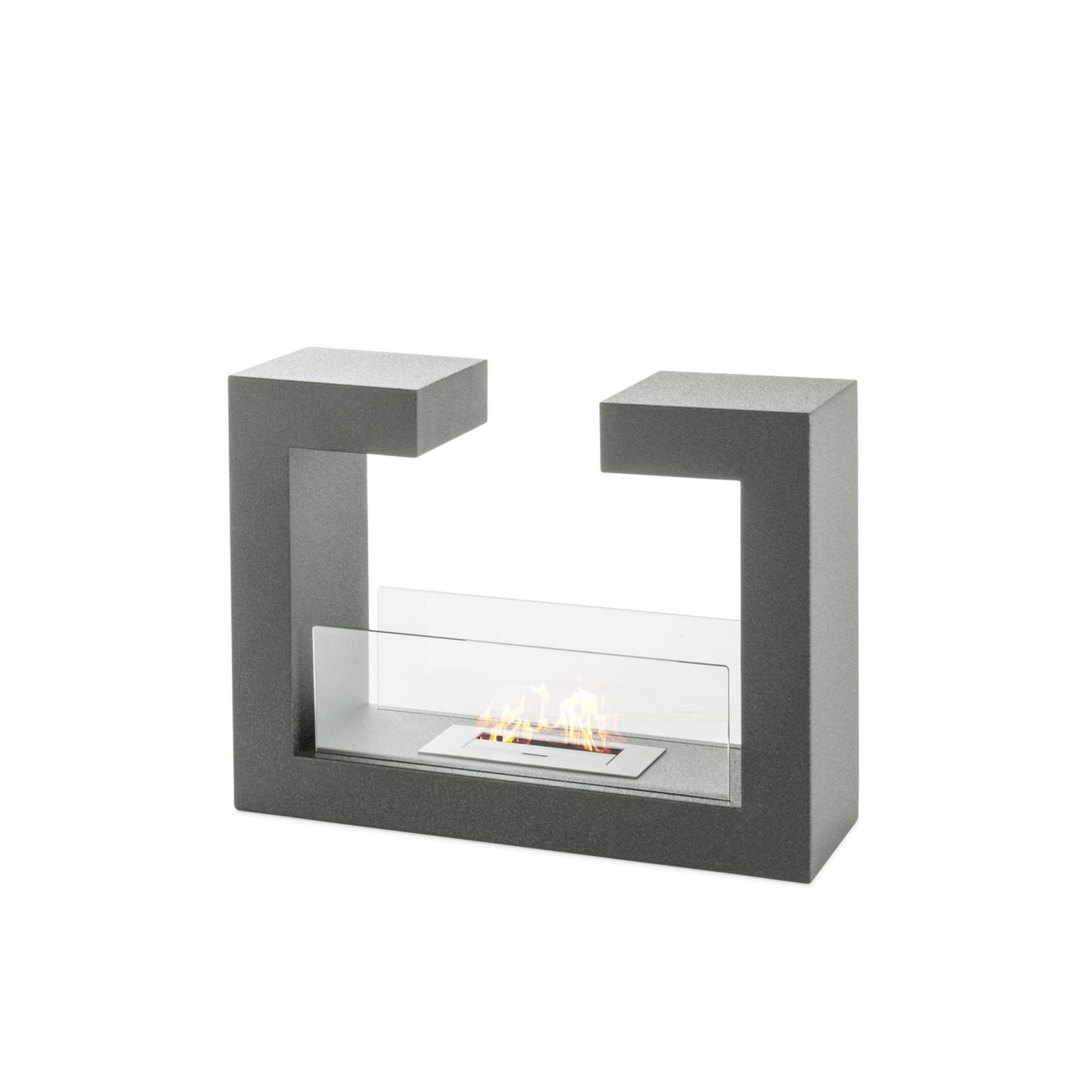 Caminetto bioetanolo "Tete A Tete" da terra in vetro temperato cm 78x25 58h