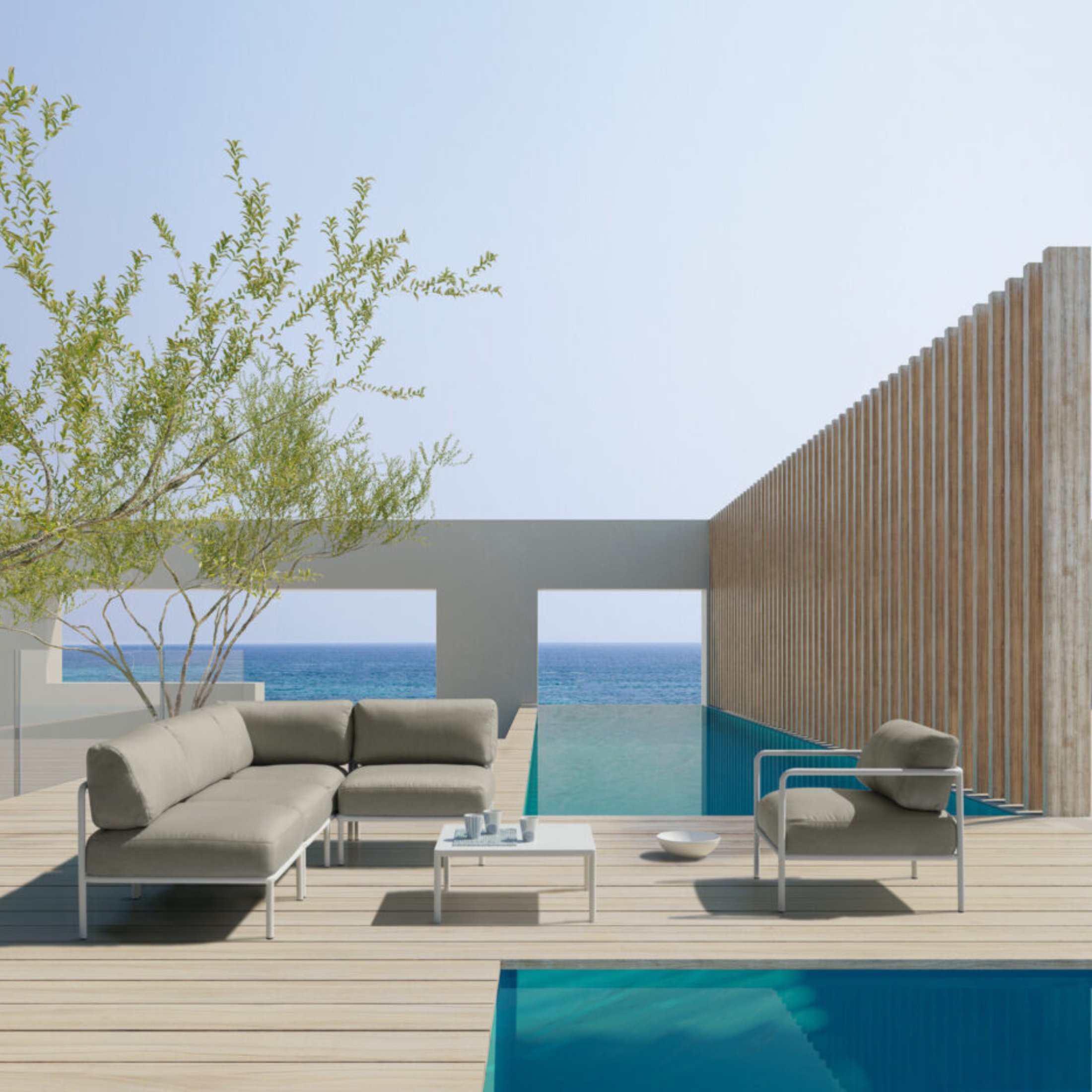 Divano 2 posti in metallo "Miami" con cuscini da giardino cm 165x80 83h