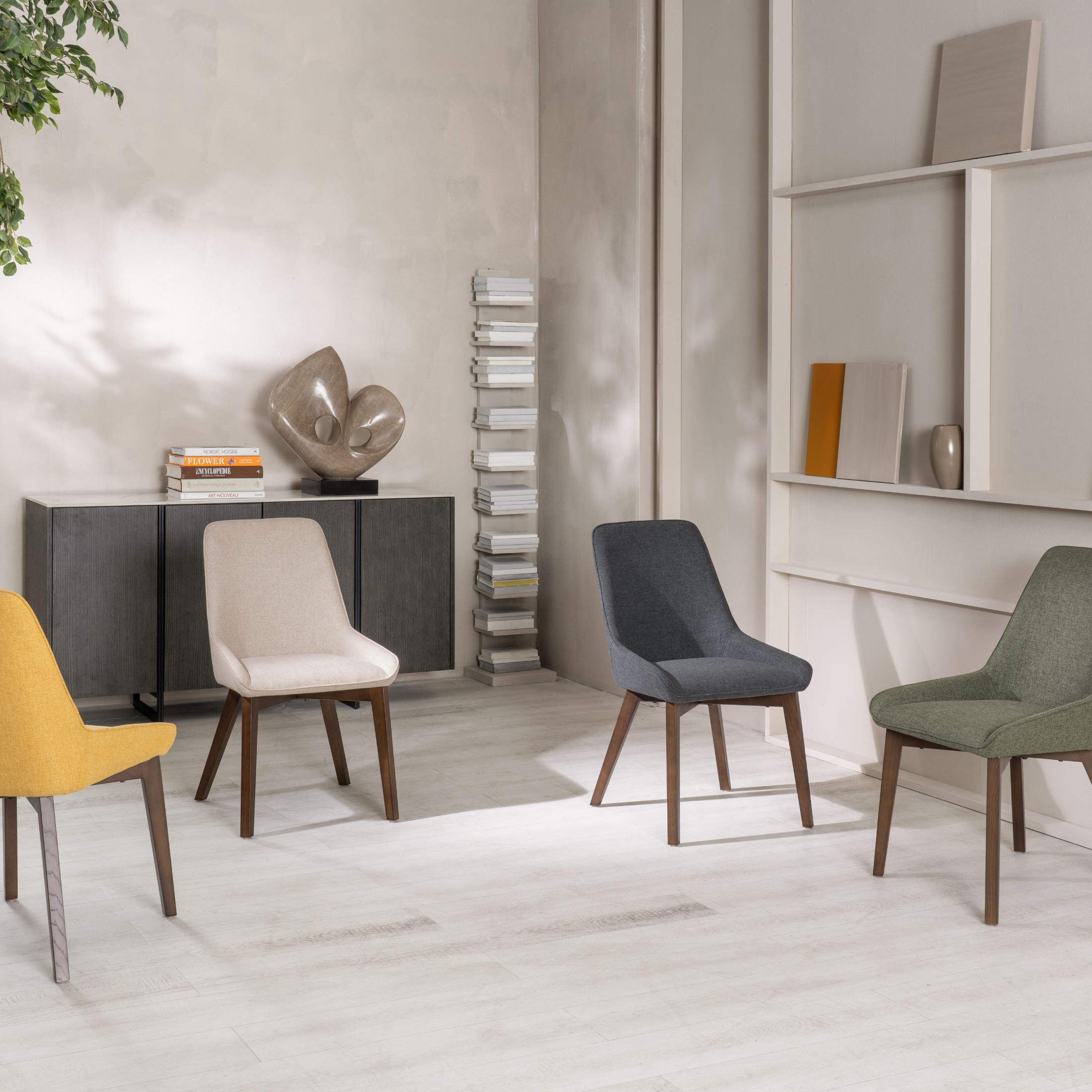 Set sedie imbottite "Vera" da soggiorno moderne in tessuto cm 49,5x62 87h