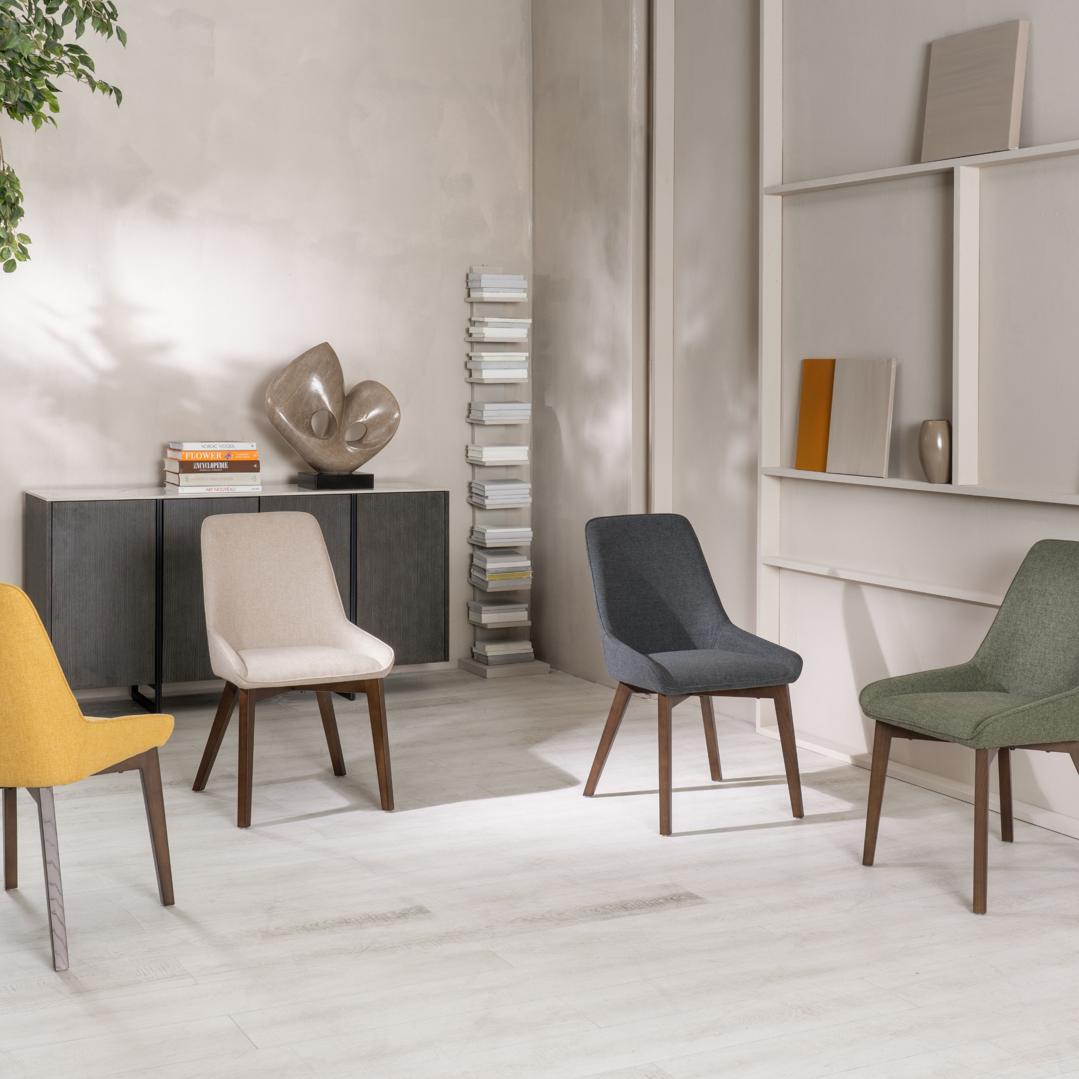Set di sedie imbottite "Orchidea" da soggiorno moderne in tessuto cm 49,5x62 87h