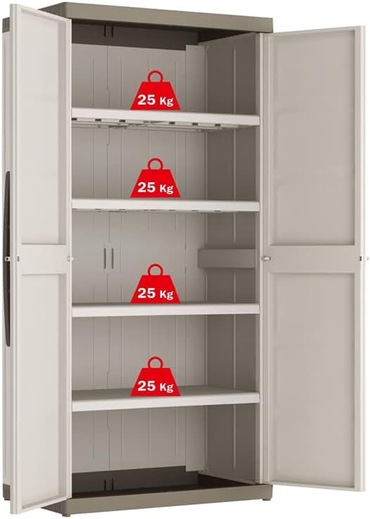 Armadio in resina antiurto da giardino "Bacas XL" con ripiani interni