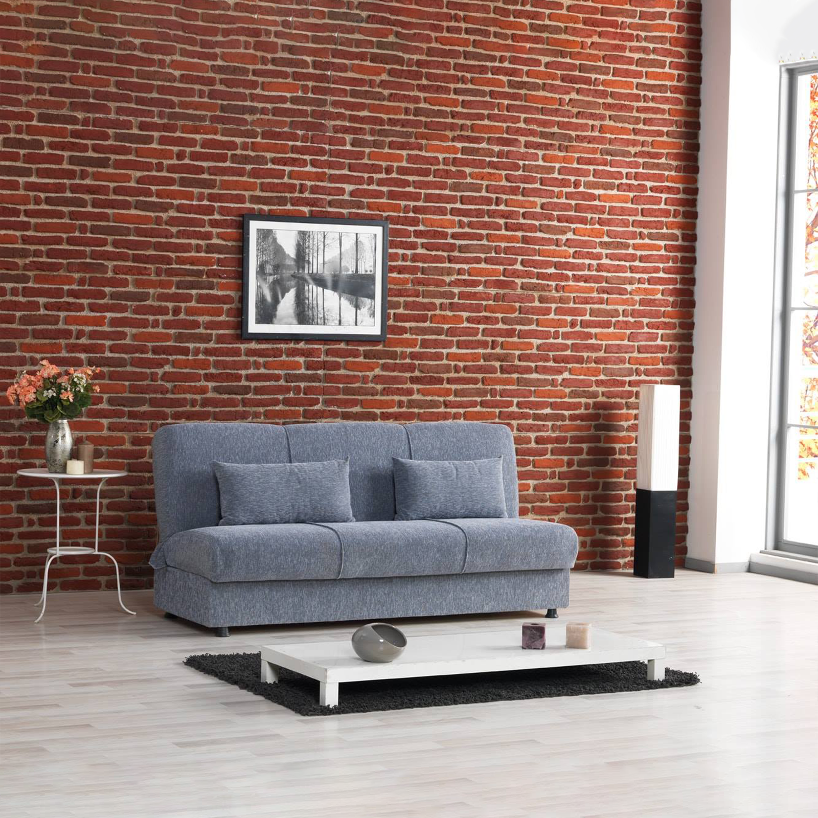 Divano prontoletto con contenitore "Cosy" a 3 posti in tessuto cm 190x64 90h